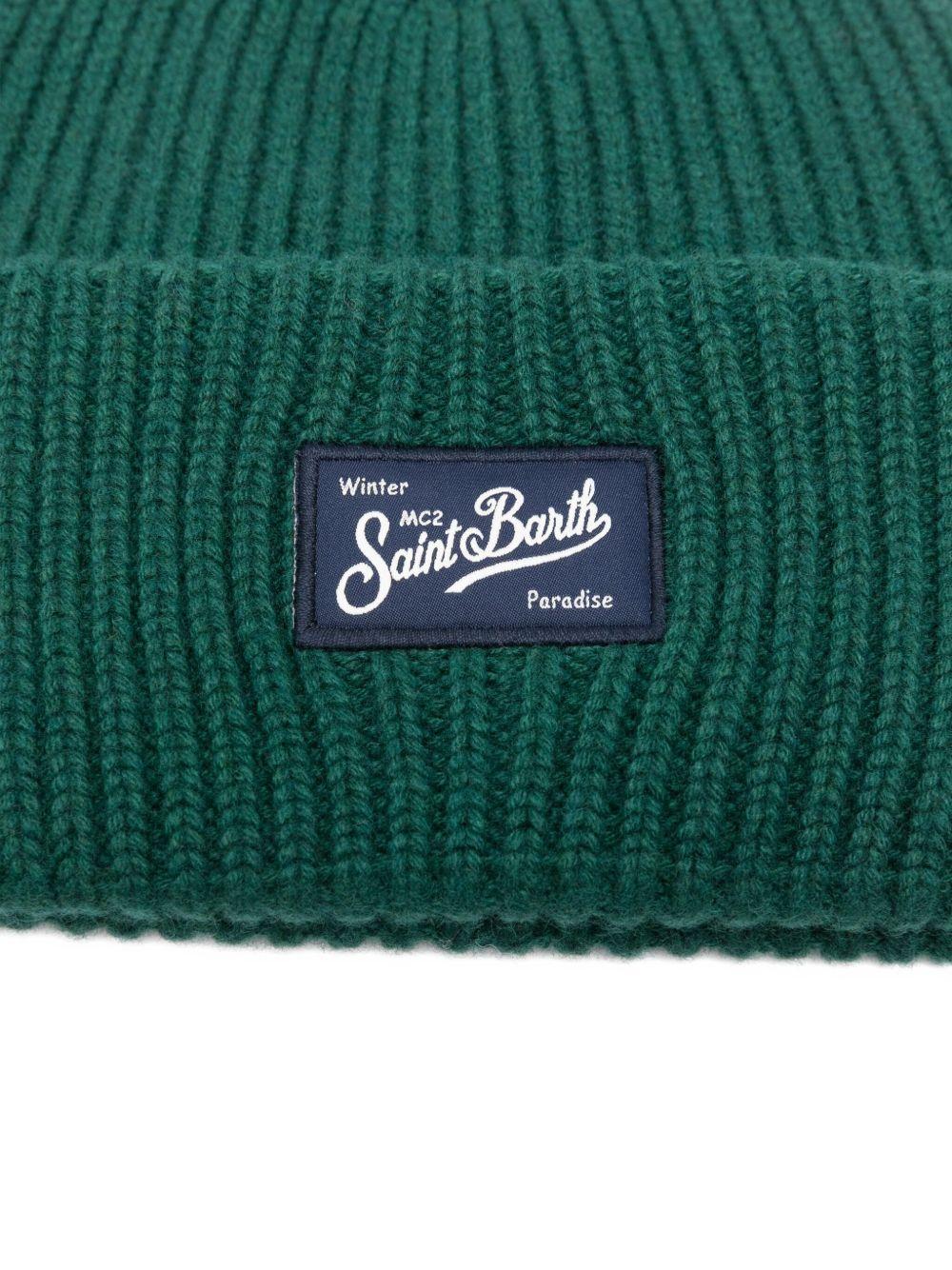 Berretto per bambini MC2 Saint Barth Kids verde con toppa con logo - Image 3