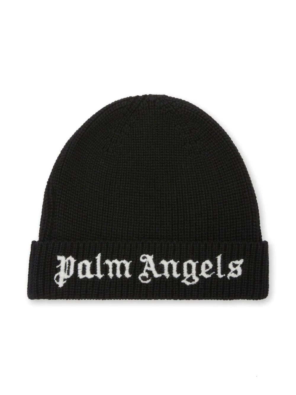 Berretto per bambino Palm Angels Kids nero con ricamo con logo frontale