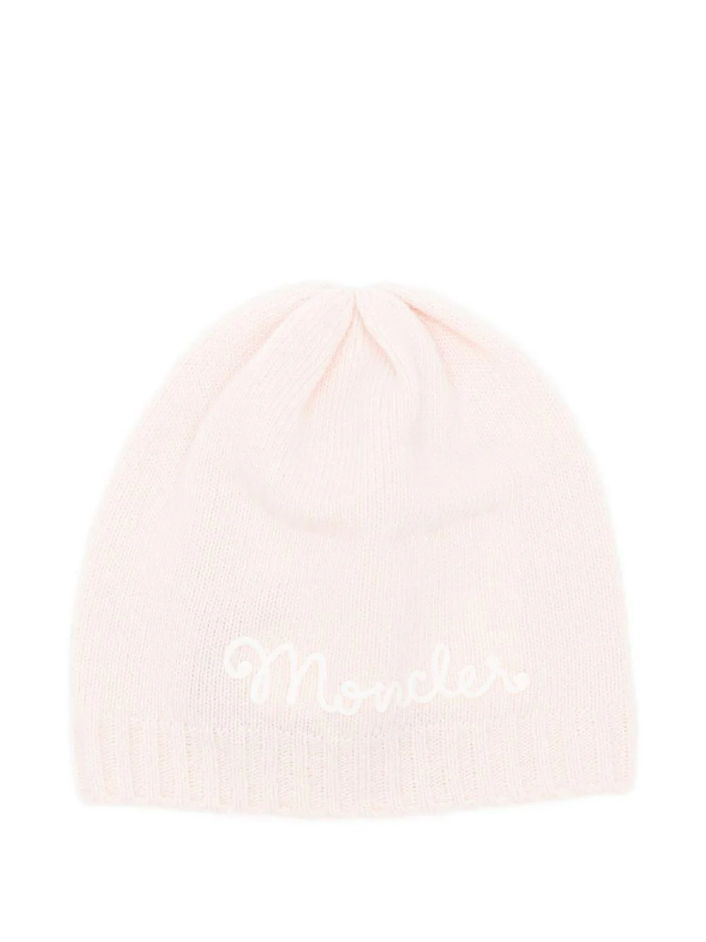 Berretto per neonata Moncler Enfant rosa con logo ricamato