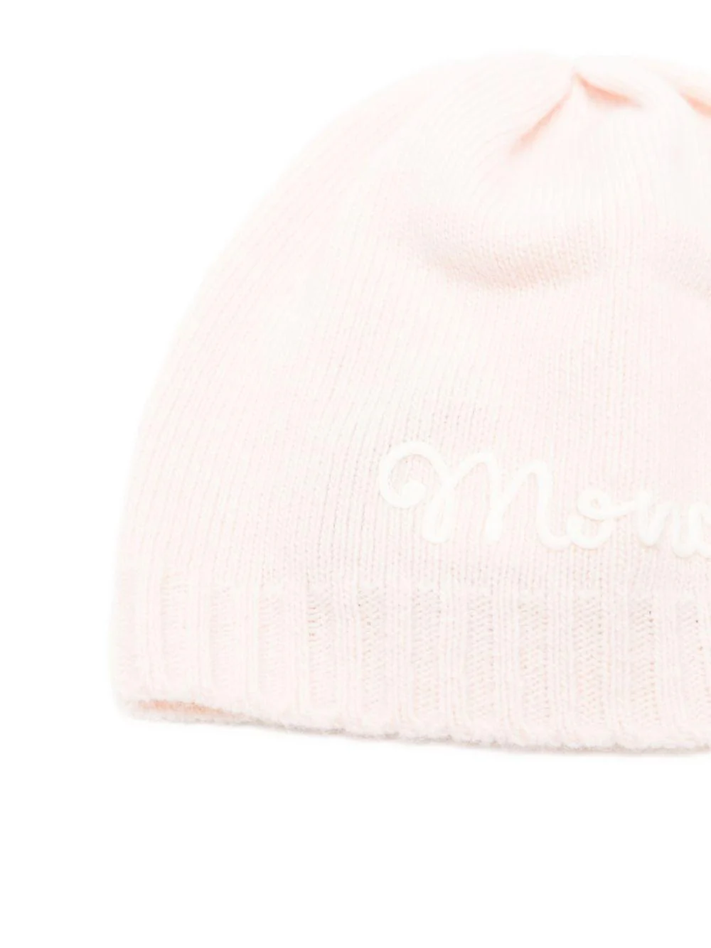 Berretto per neonata Moncler Enfant rosa con logo ricamato - Image 2