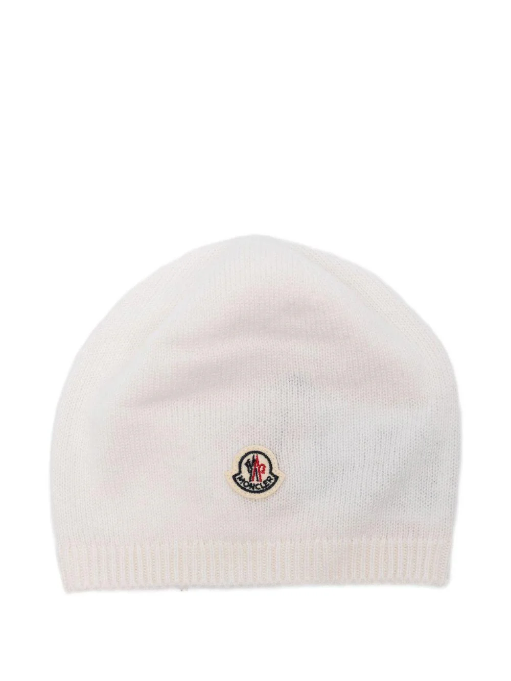 Berretto per neonati Moncler Enfant bianco con toppa con logo