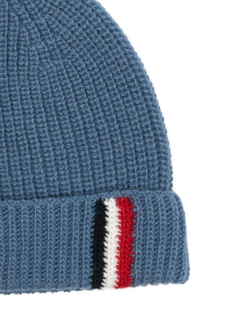 Berretto per neonati Moncler Enfant blu con lavorazione in maglia a coste - Image 2