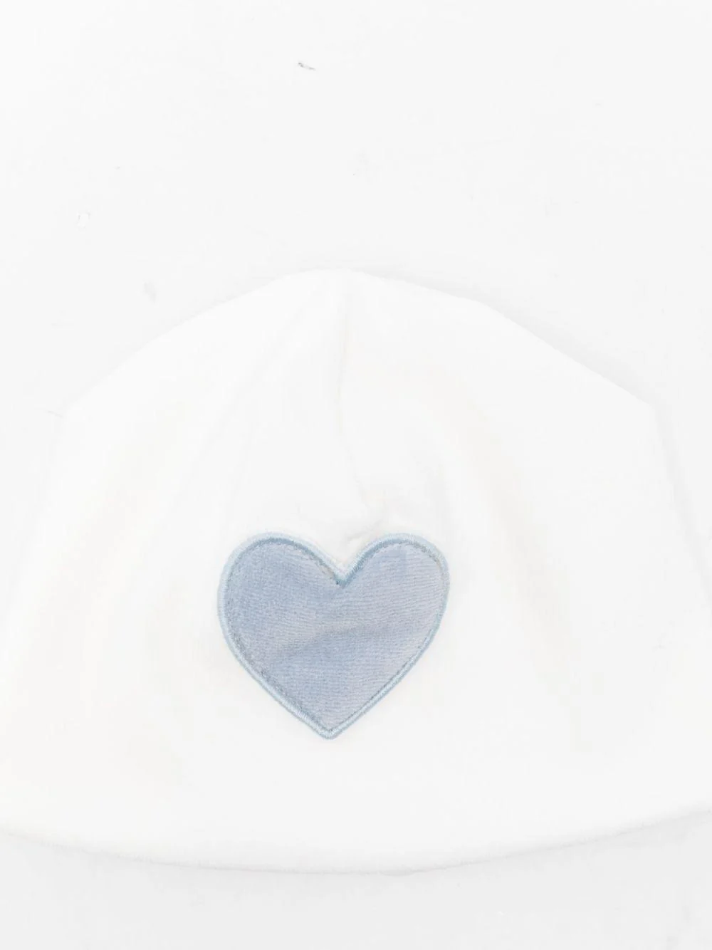 Berretto per neonato La Stupenderia bianco con motivo a cuore azzurro - Image 3