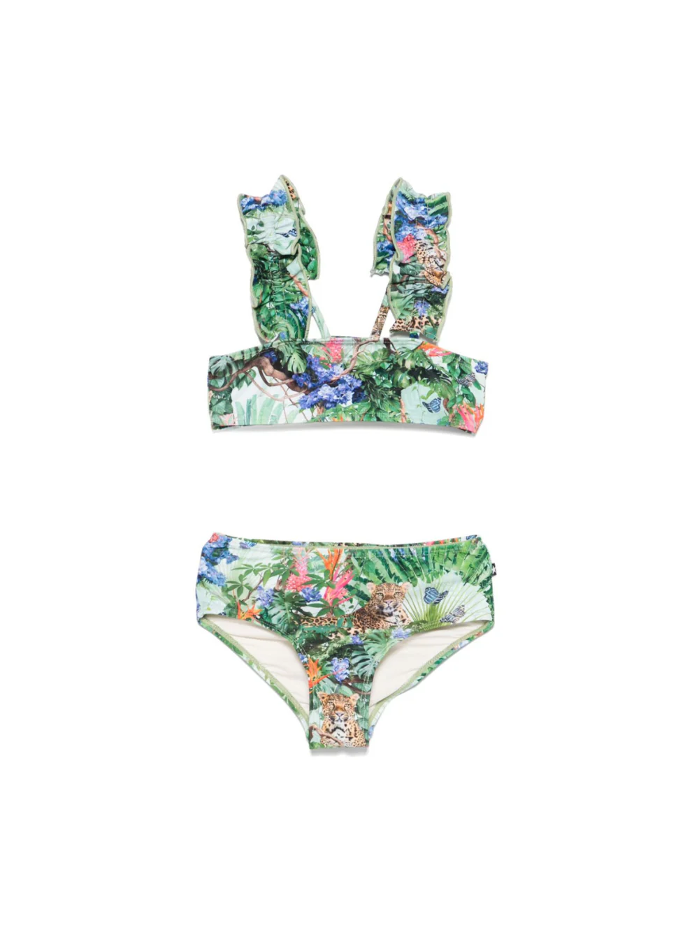 Bikini per bambina Molo verde con stampa grafica