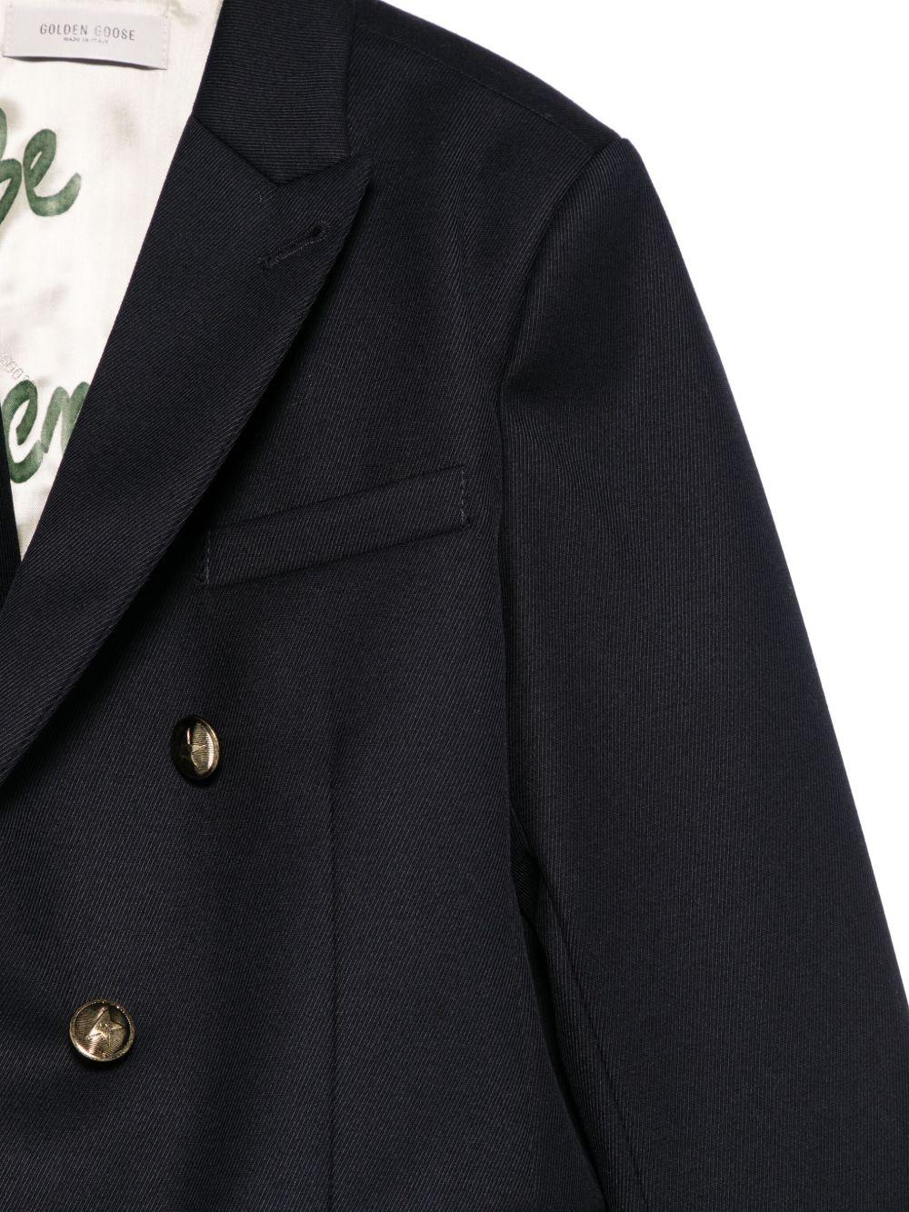 Blazer doppiopetto per bambino Golden Goose Kids blu con polsini con bottini - Image 3