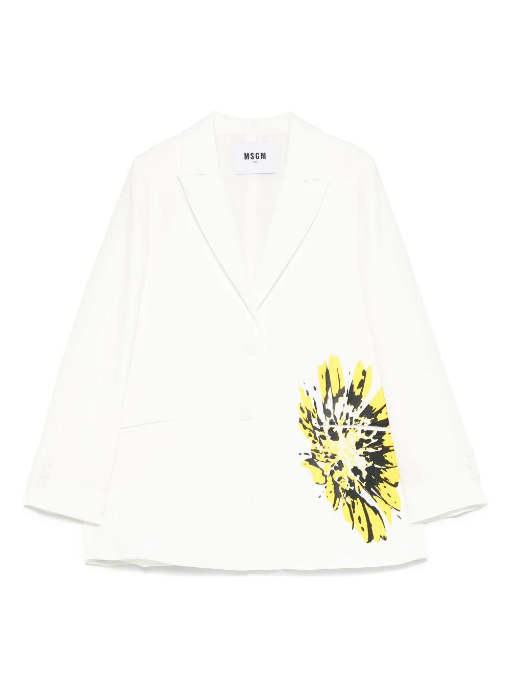Blazer in crêpe per bambina MSGM Kids bianco con stampa a fiori