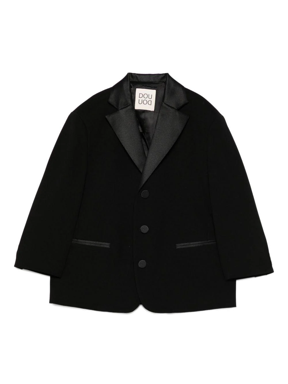 Blazer per bambina Douuod Kids nero a tre bottoni con revers classici