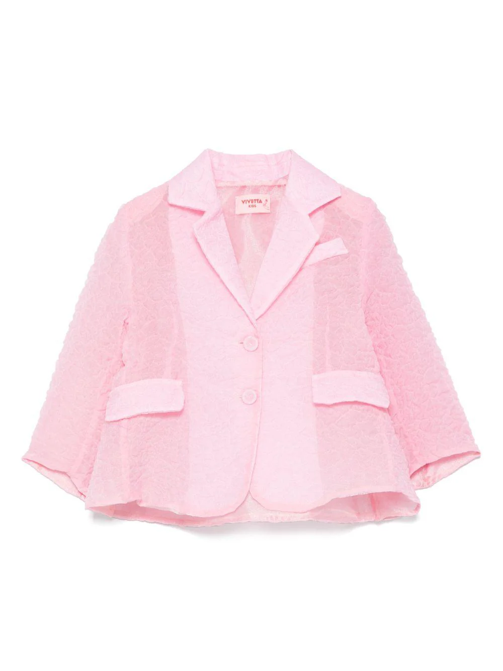 Blazer per bambina Vivetta rosa con chiusura frontale e tasca a filetto sul petto
