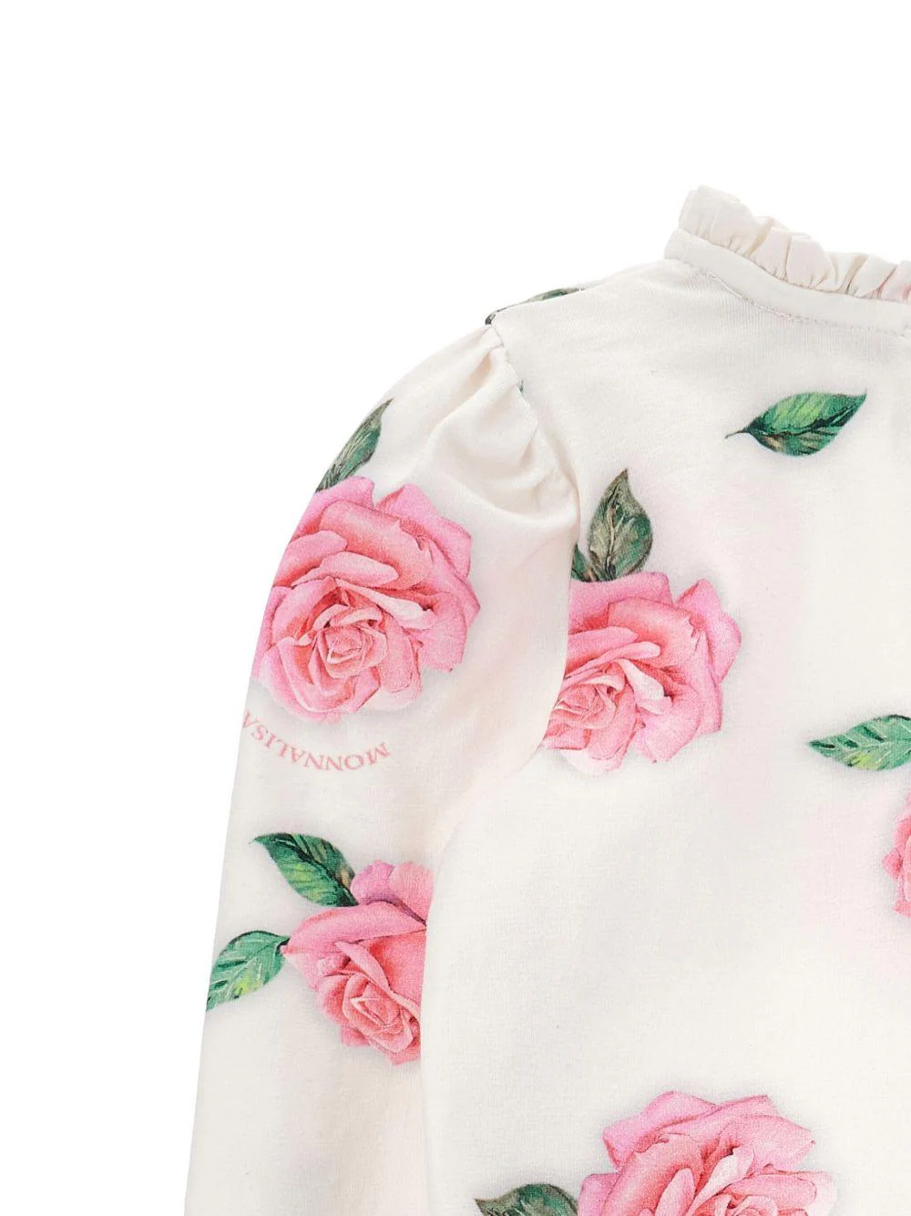 Blusa per bambina Monnalisa bianca con ricamo a fiori - Image 2