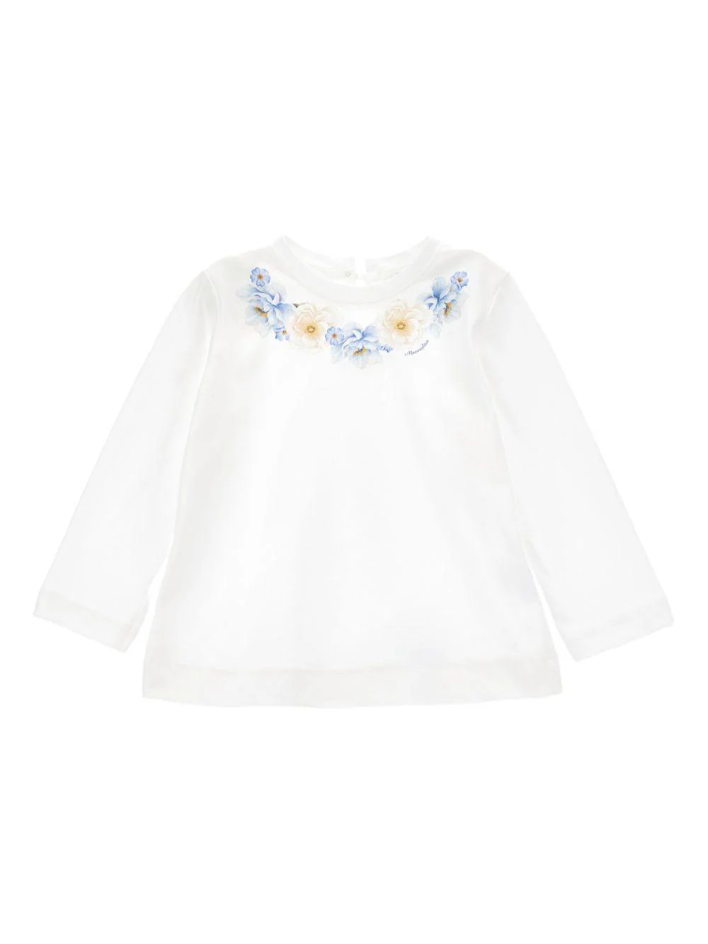 Blusa per neonata Monnalisa bianca con stampa a fiori