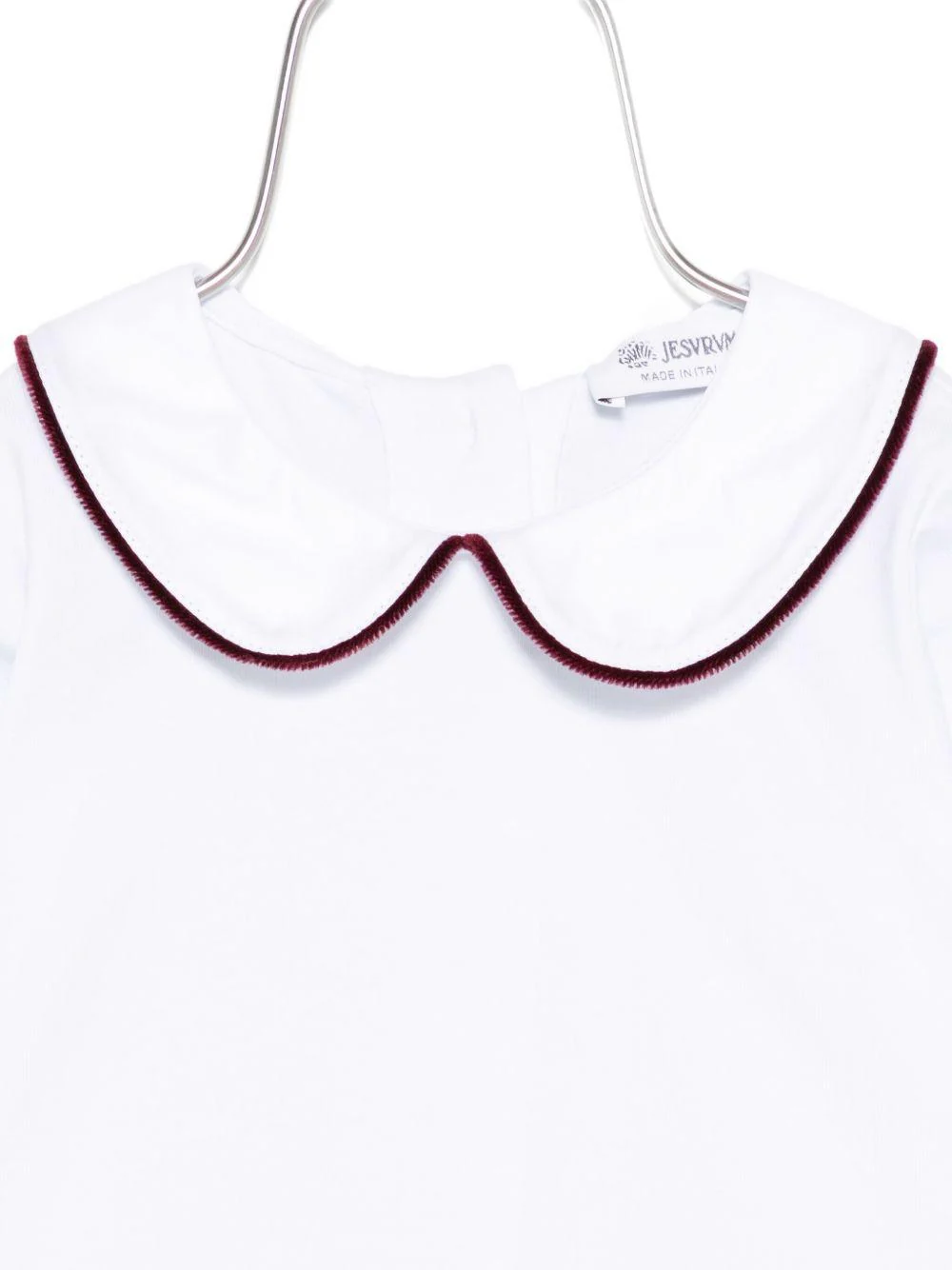 Blusa per neonati Jesurum Baby bianca con colletto con dettaglio rosso - Image 3