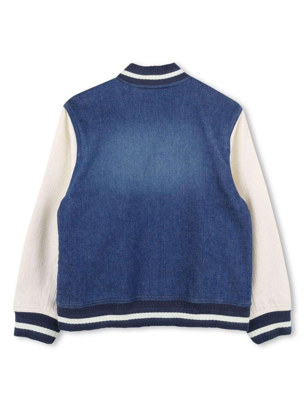 Bomber con logo per bambino Givenchy Kids blu con orlo a coste - Image 2