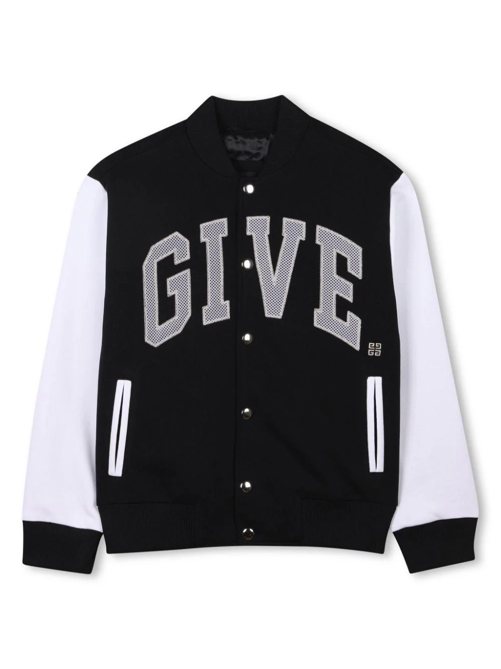Bomber per bambino Givenchy Kids nero con applicazione frontale con logo