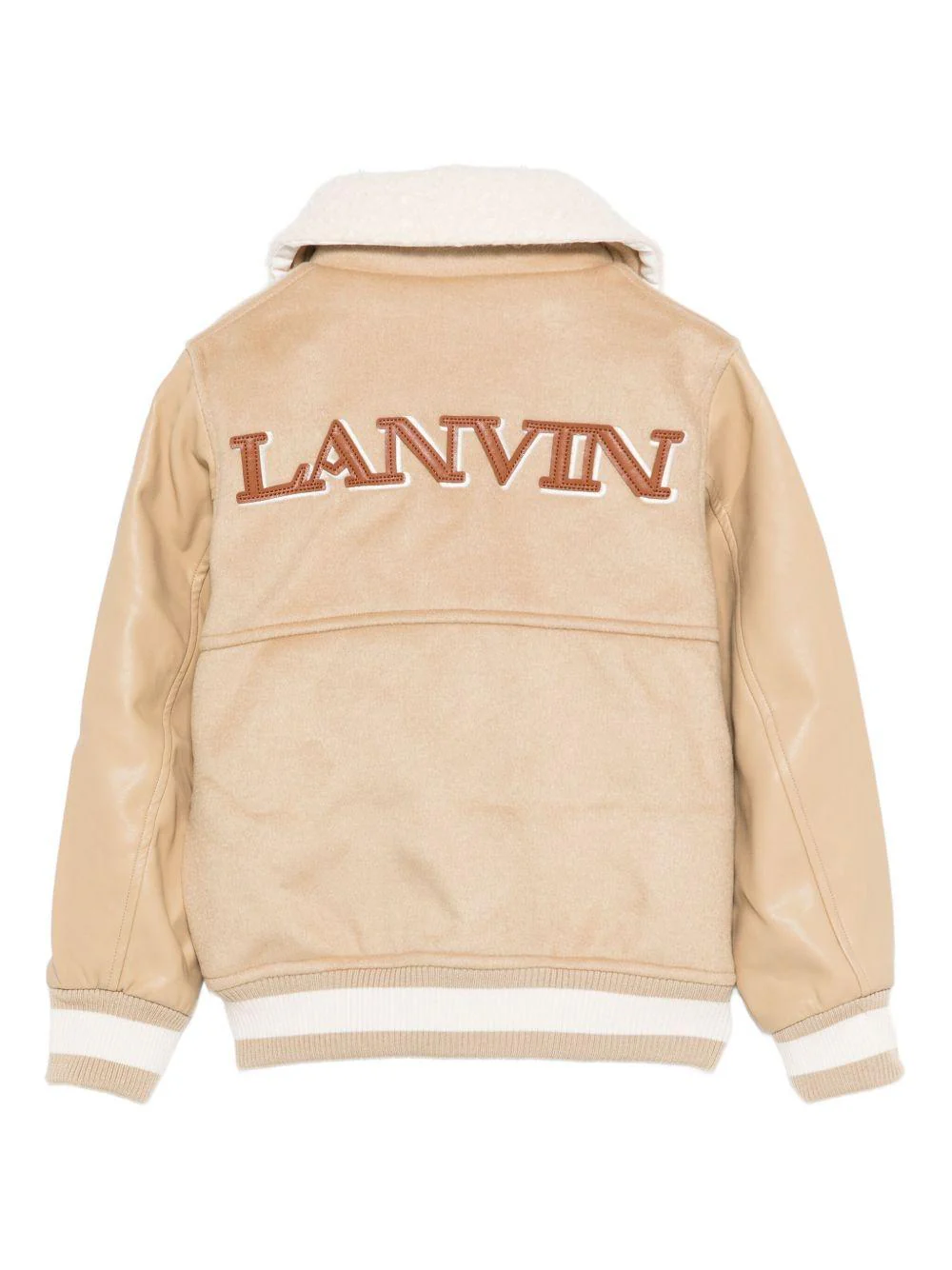 Bomber per bambino Lanvin Enfant beige con logo ricamato - Image 2