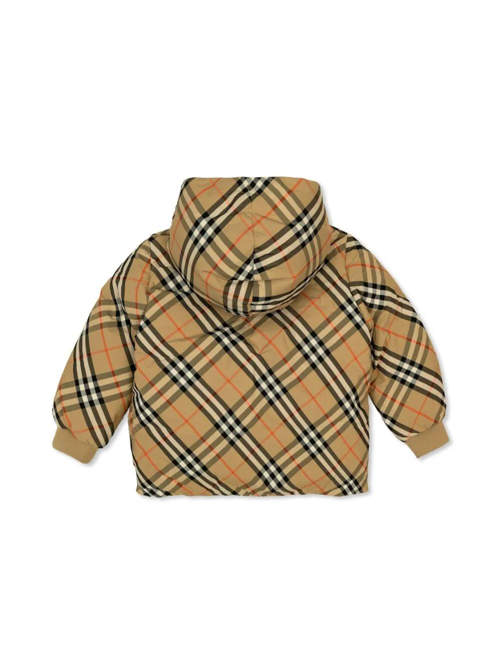 Bomber reversibile con cappuccio per bambino Burberry Kids beige con polsini elasticizzati - Image 3