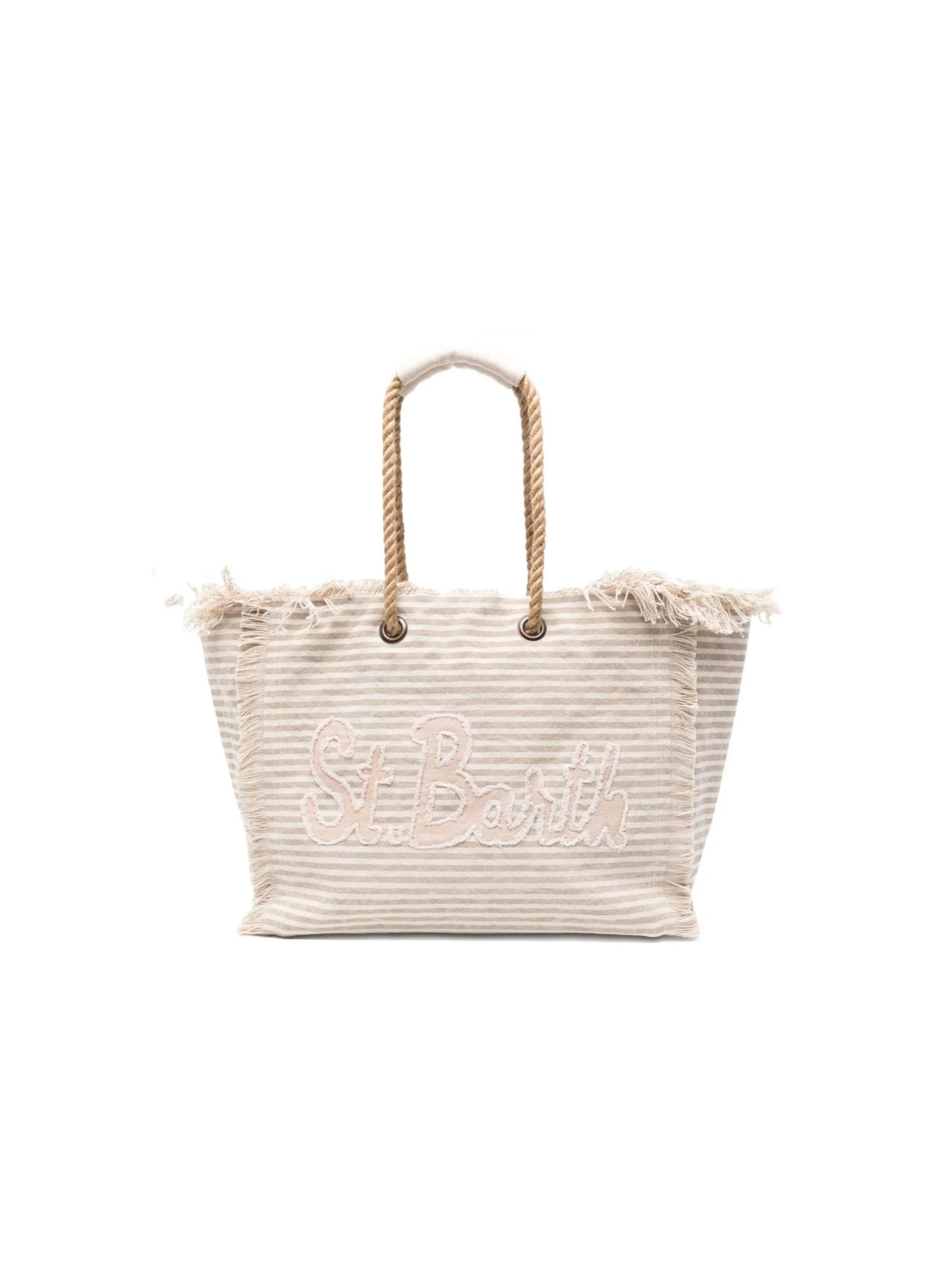 Borsa Beach Bag MC2 Saint Barth beige con motivo a righe orizzontali - Image 5