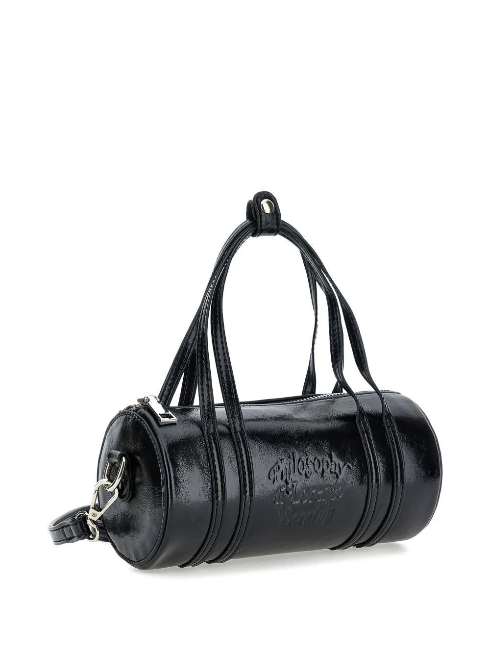 Borsa cilindrica per bambina Philosophy Di Lorenzo Serafini Kids nero in vernice - Image 6