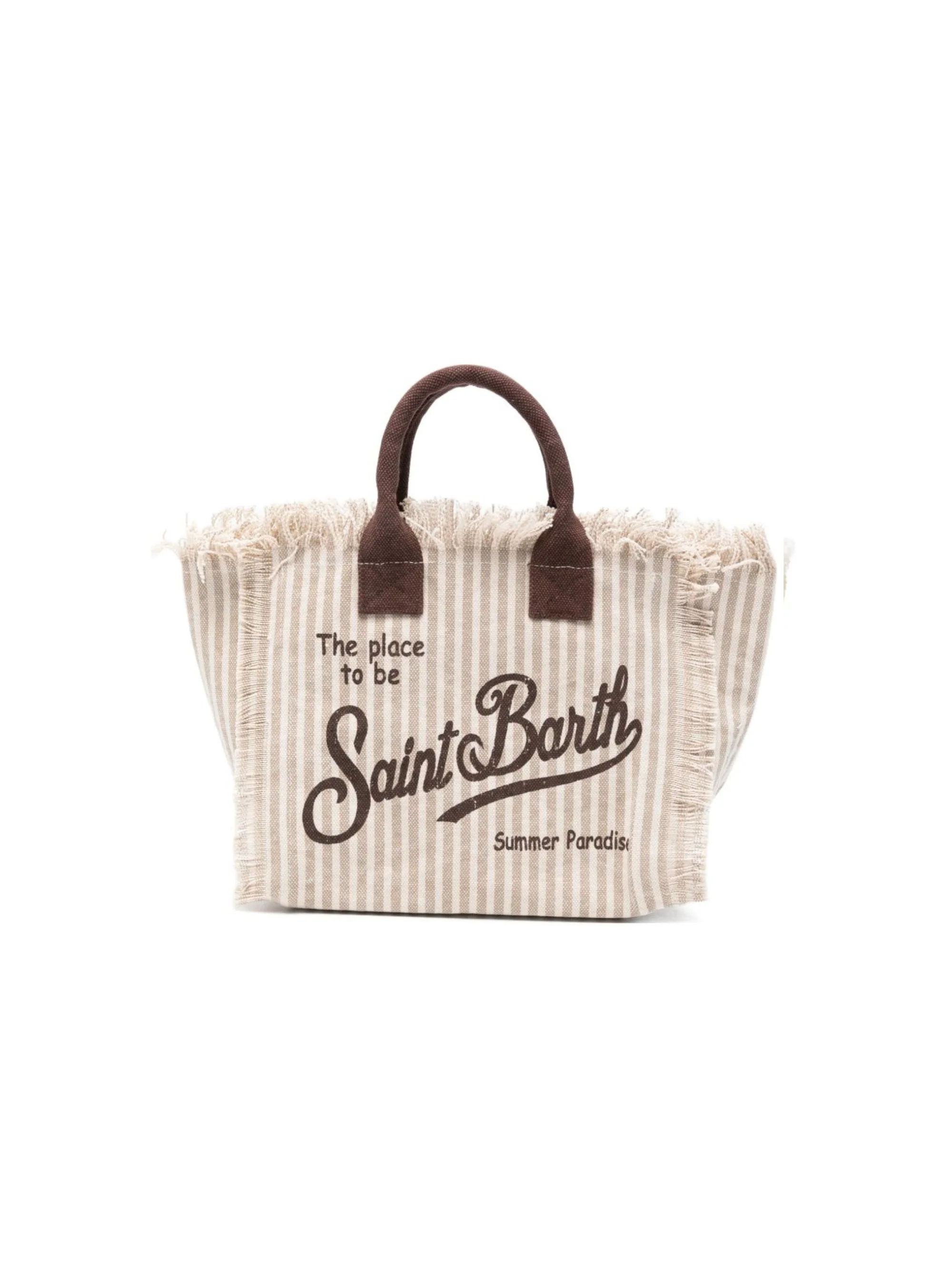 Borsa Colette MC2 Saint Barth bianca e beige con motivo a righe - Image 5