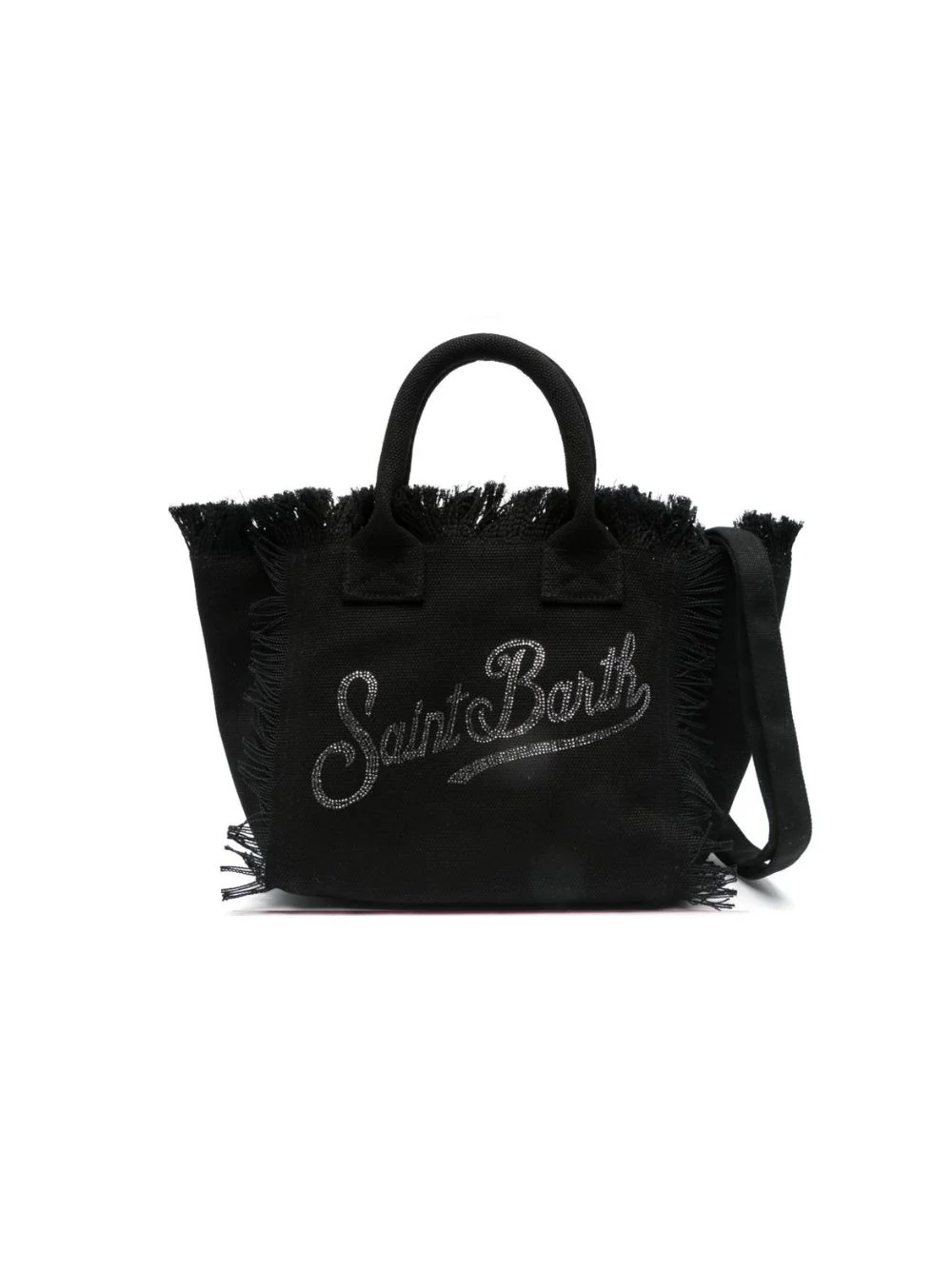 Borsa Colette MC2 Saint Barth nera con logo impreziosito da strass - Image 5