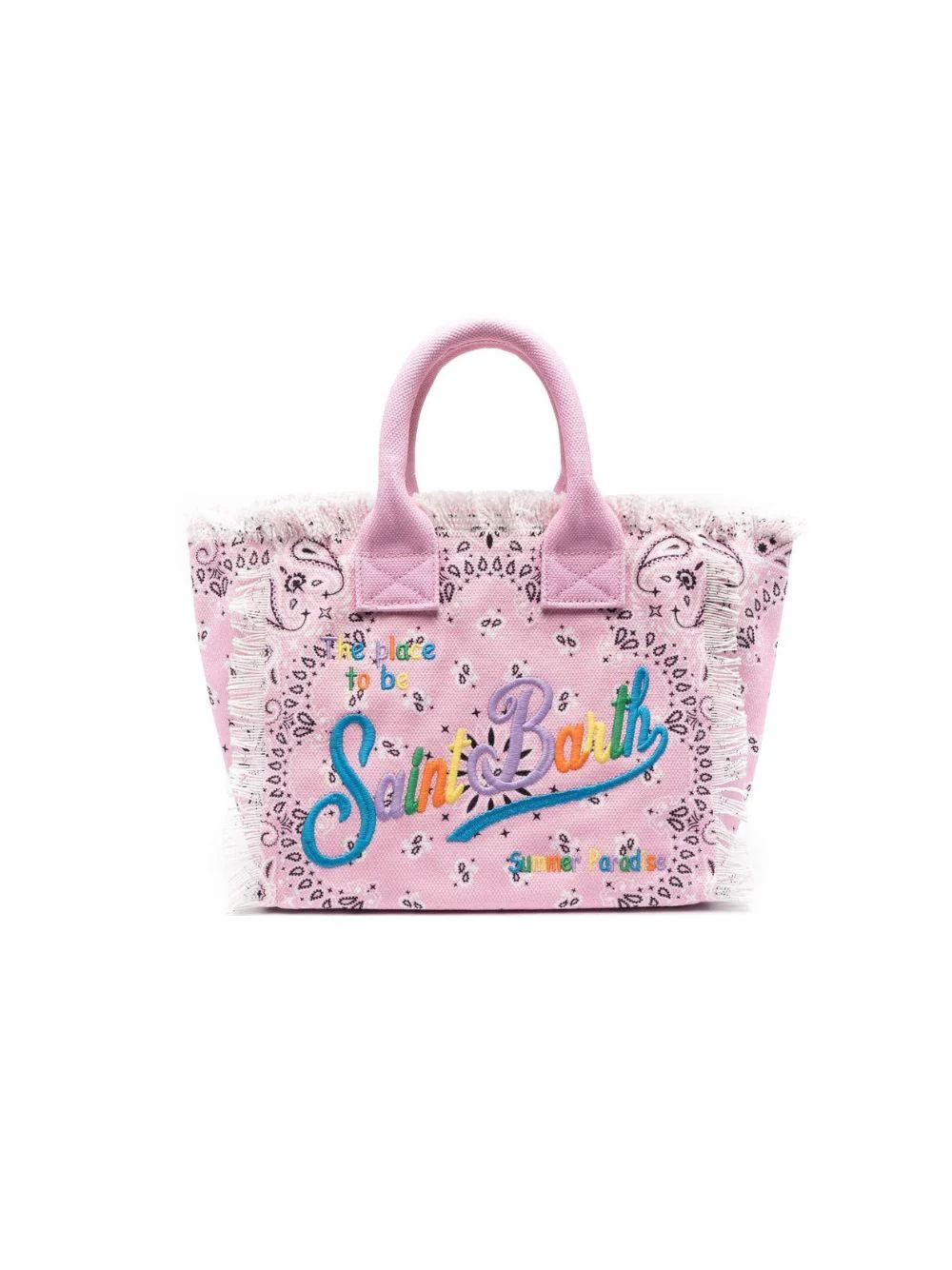 Borsa Colette MC2 Saint Barth rosa con logo arcobaleno ricamato - Image 5