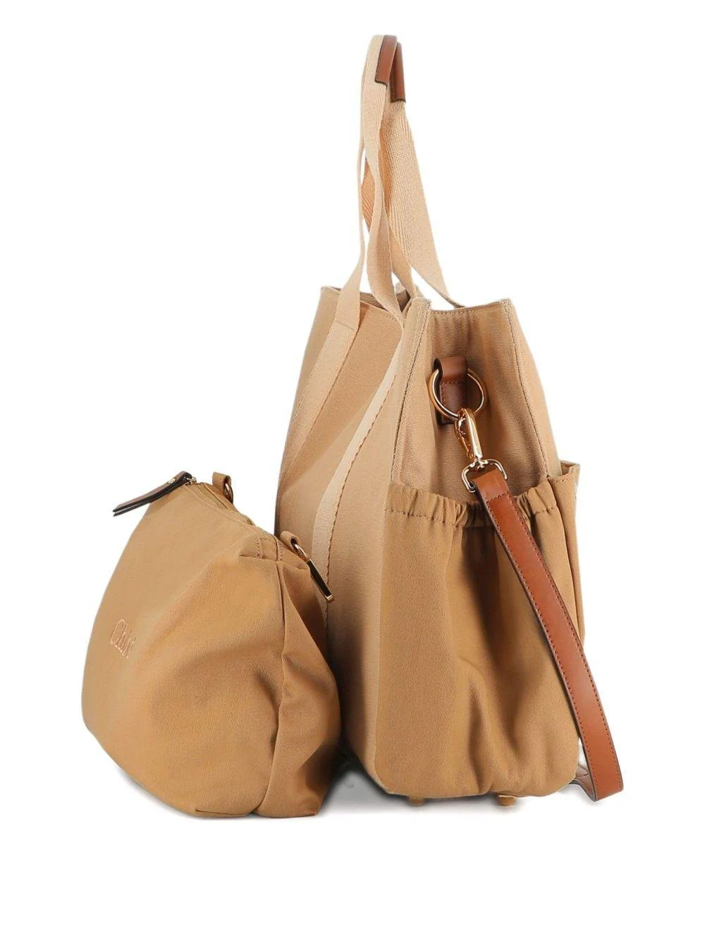 Borsa fasciatoio per neonati Chloé Kids beige con dettaglio logo - Image 2
