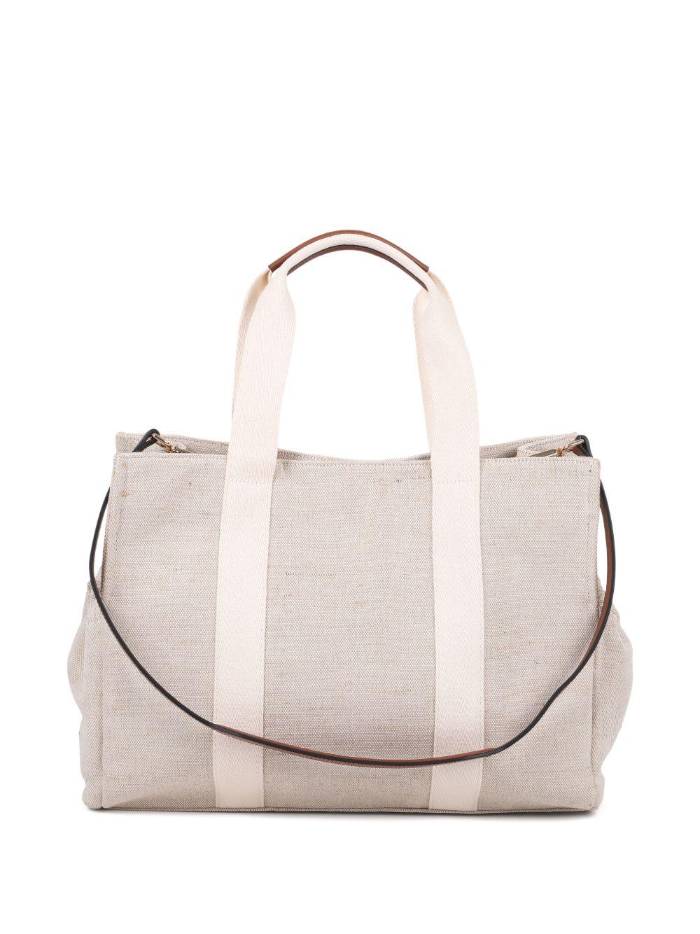 Borsa fasciatoio per neonati Chloé Kids beige con stampa logo - Image 4