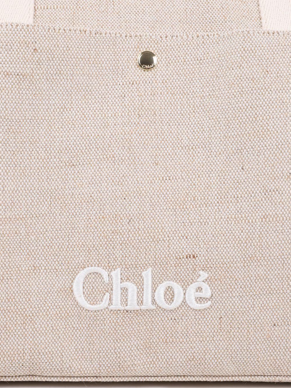 Borsa fasciatoio per neonati Chloé Kids beige con stampa logo - Image 6