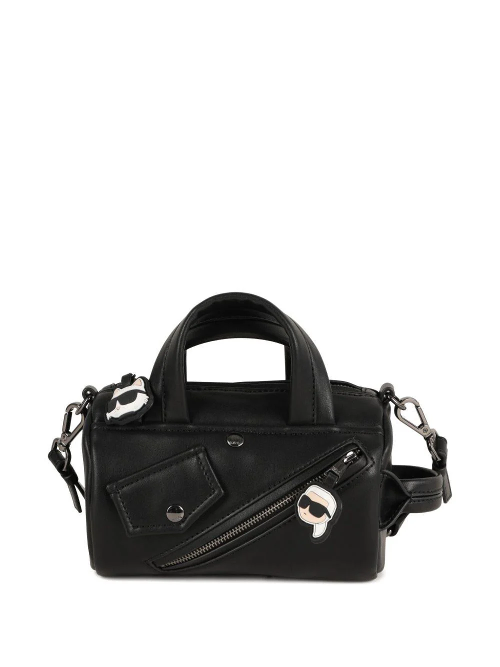 Borsa mini per bambina Karl Lagefeld Kids nera in pelle con tracolla removibile