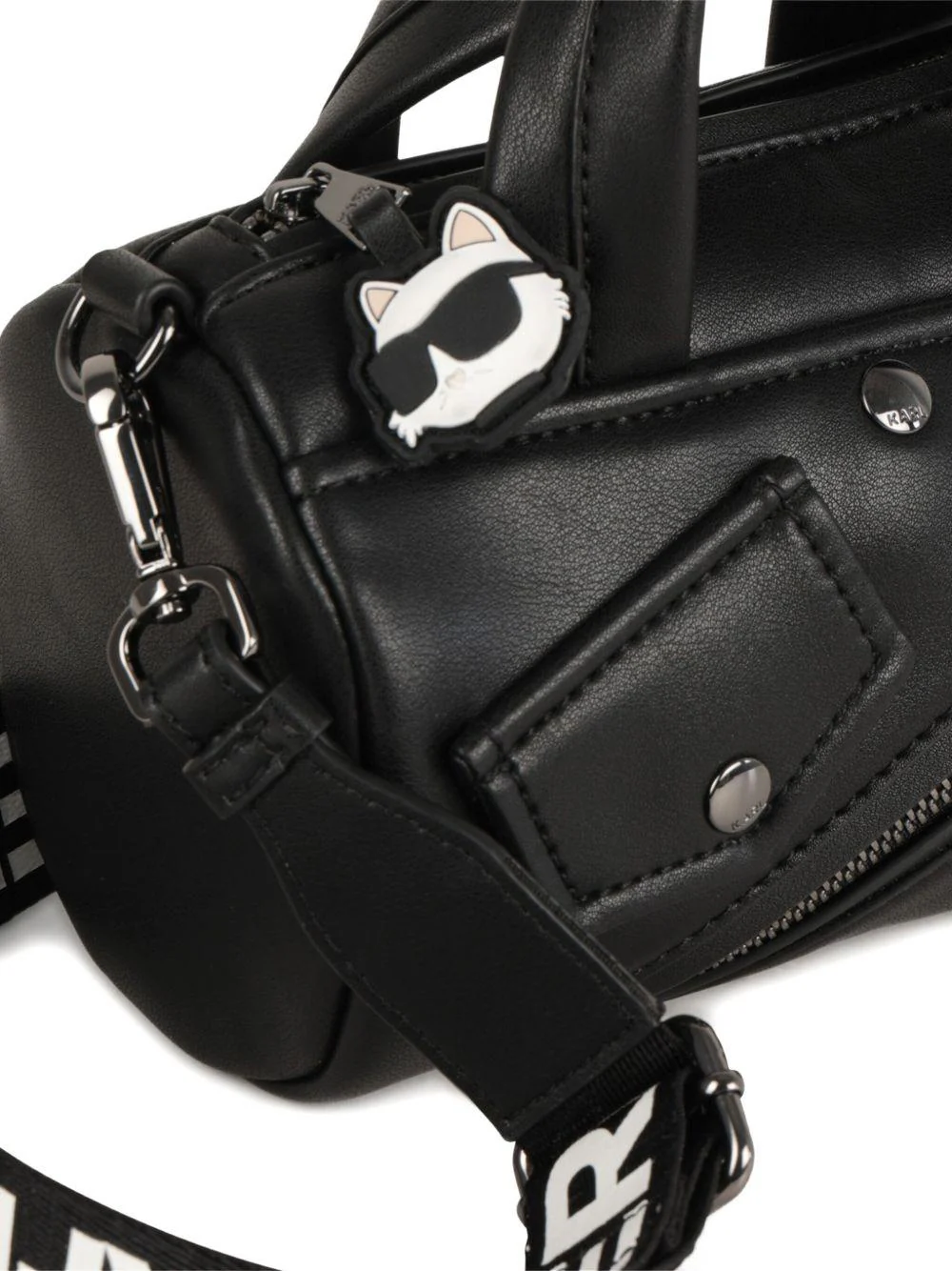 Borsa mini per bambina Karl Lagefeld Kids nera in pelle con tracolla removibile - Image 6