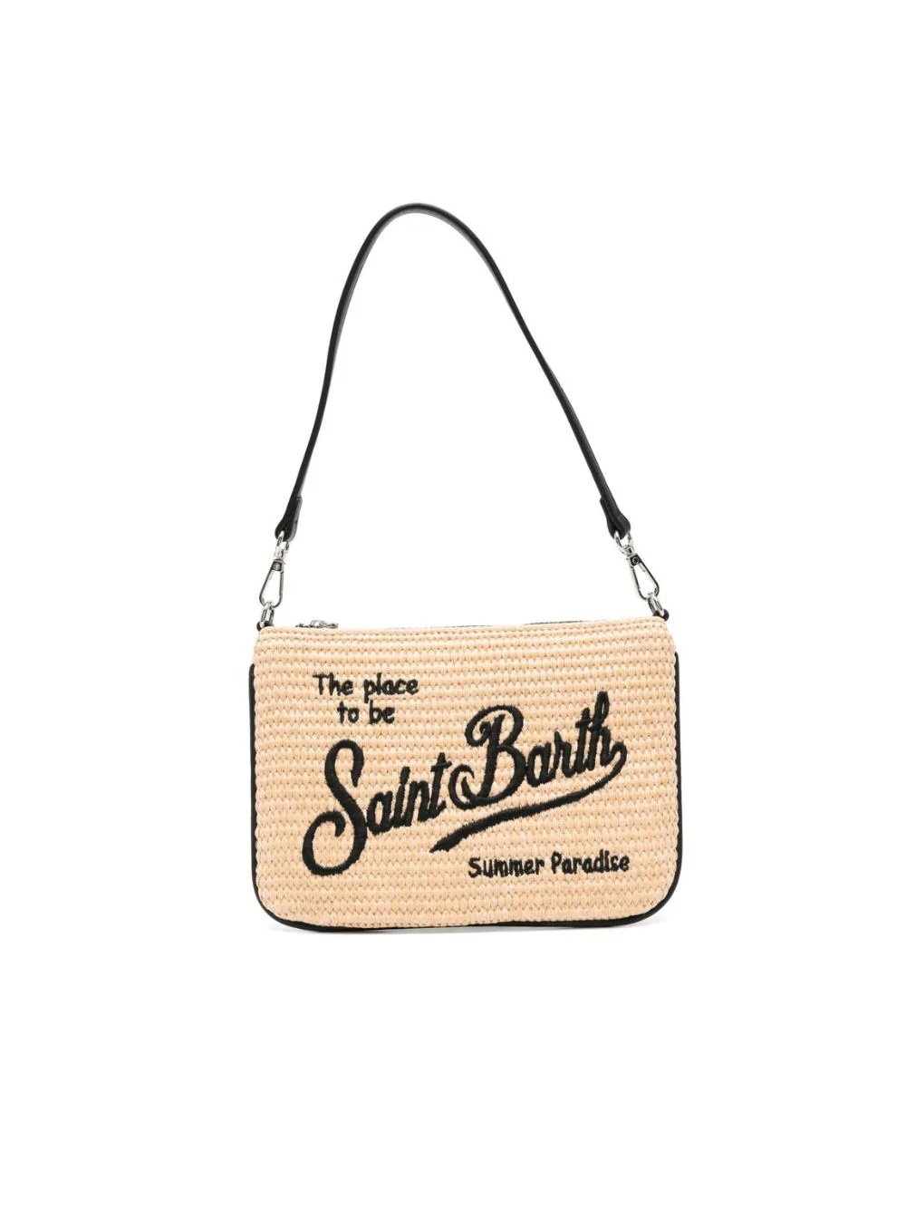 Borsa Parisienne MC2 Saint Barth beige con logo ricamato a contrasto