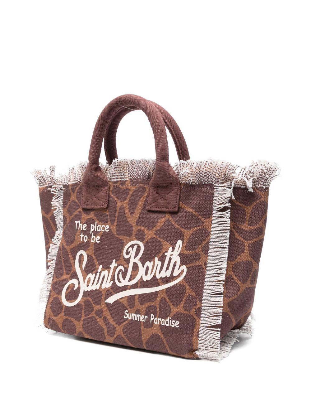 Borsa tote Colette MC2 Saint Barth marrone animalier con applicazione con lettere - Image 5