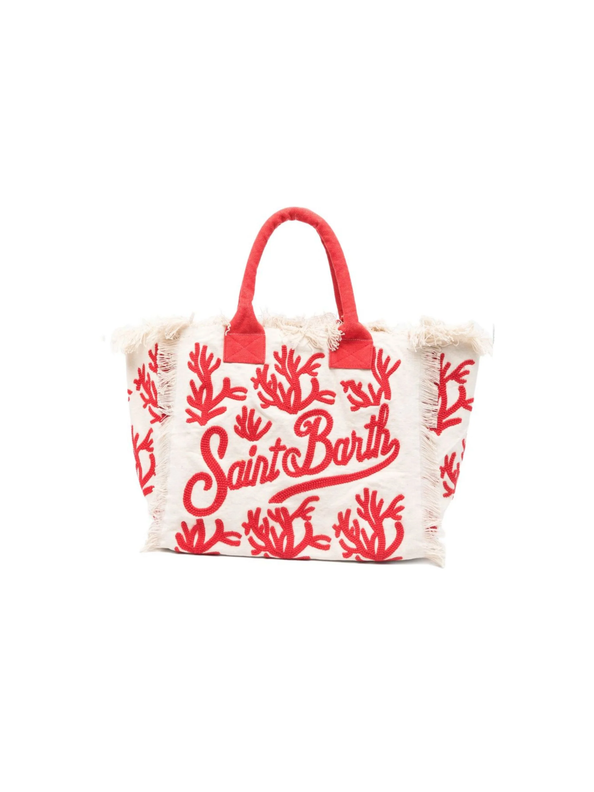 Borsa tote con logo vanity MC2 Saint Barth bianco con logo ricamato