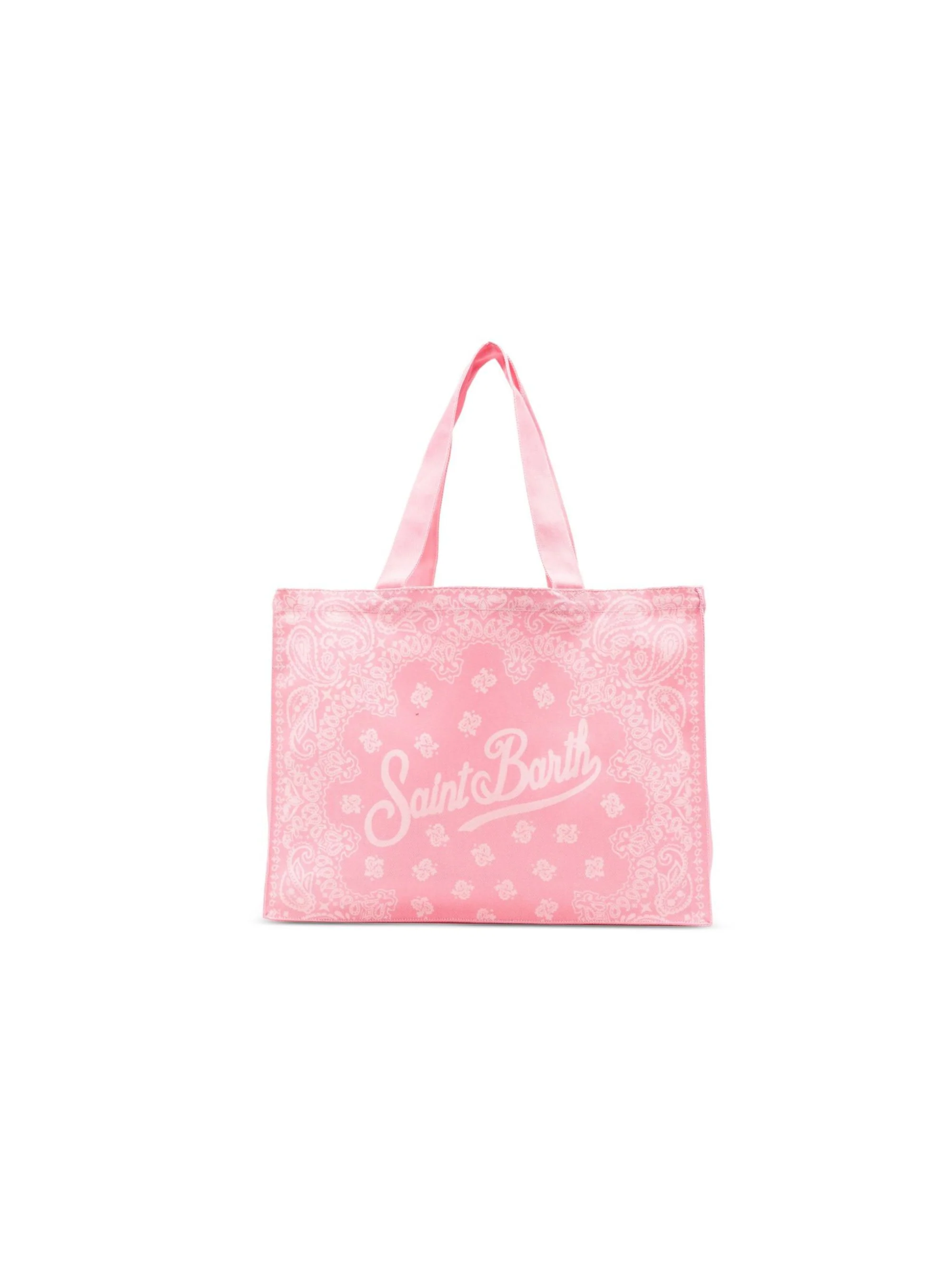 Borsa tote Essential Bag N MC2 Saint Barth rosa con stampa paisley e logo stampato