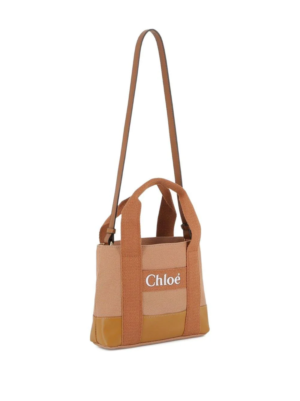 Borsa tote per bambina Chloé Kids beige in tela con logo 2020 - Image 3