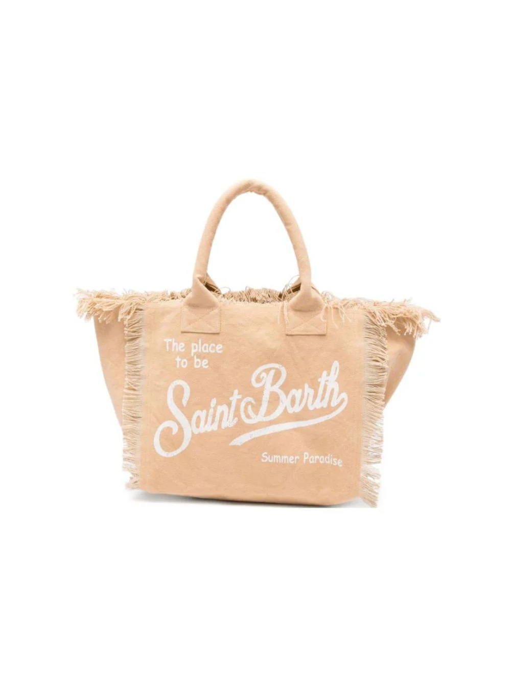 Borsa Vanity MC2 Saint Barth beige con stampa del logo sul davanti - Image 5