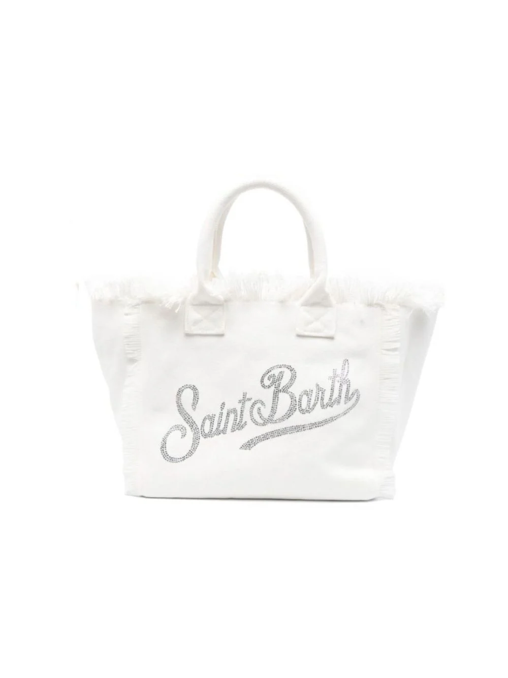 Borsa Vanity MC2 Saint Barth bianca con logo con paillettes - Image 5