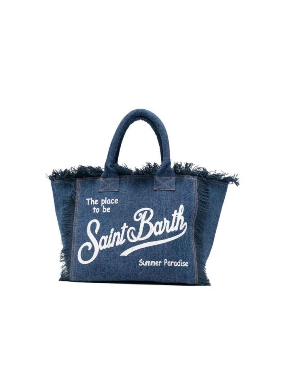 Borsa Vanity MC2 Saint Barth denim con dettaglio frange - Image 5