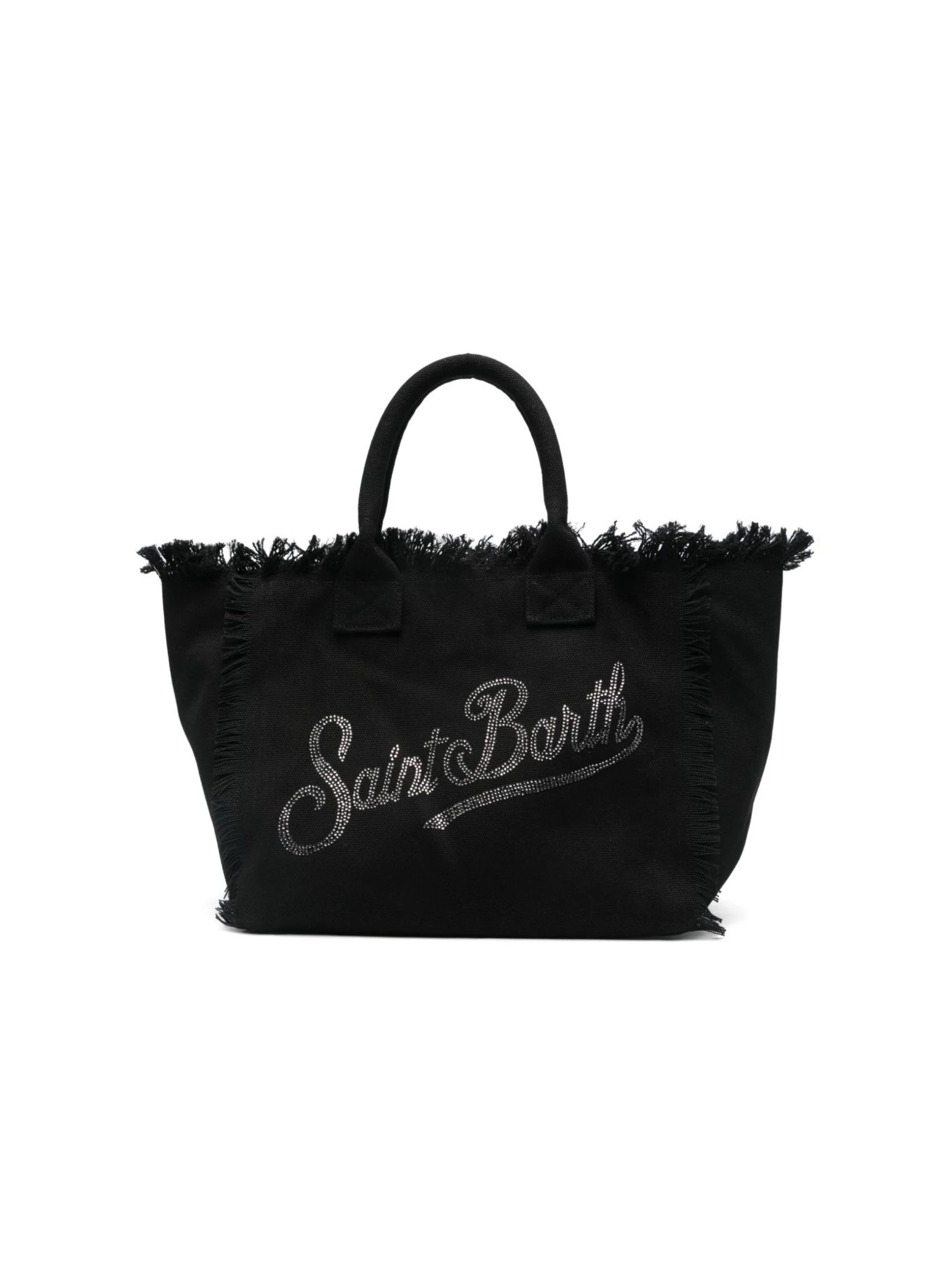 Borsa Vanity MC2 Saint Barth nera con logo impreziosito da strass sul davanti