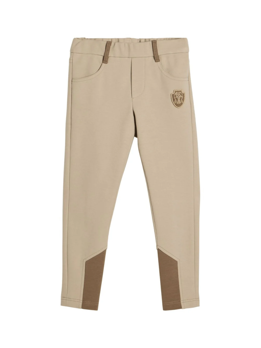 Leggings per bambina Brunello Cucinelli Kids beige con applicazione