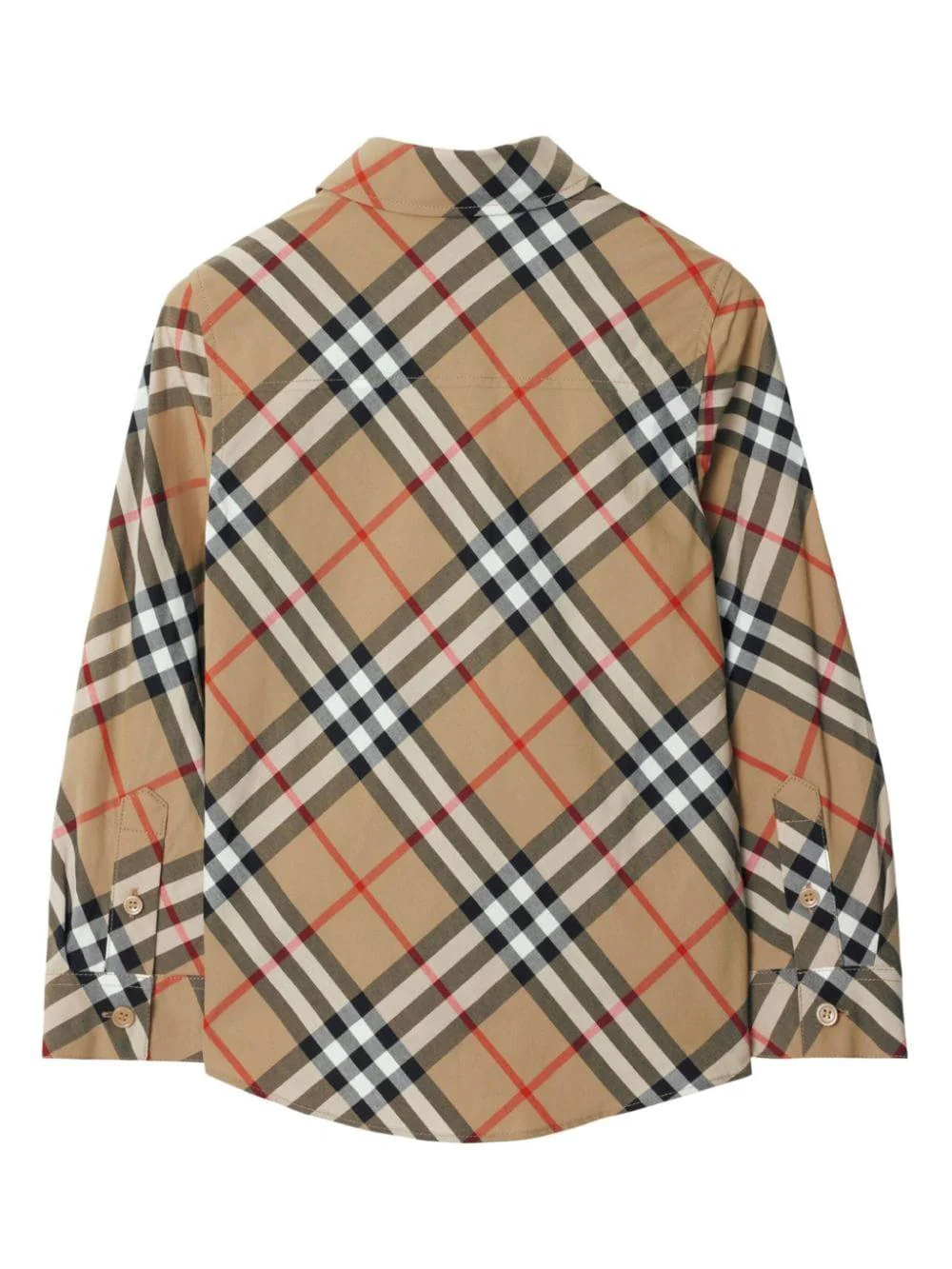 Camicia in cotone con motivo vintage check per bambino Burberry Kids beige con colletto alla francese - Image 3