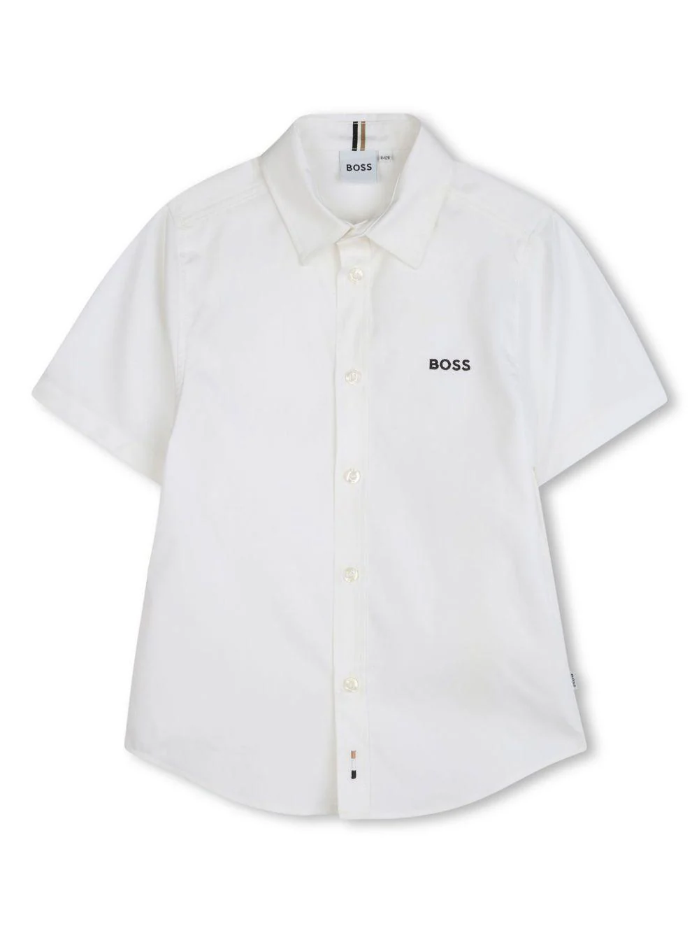 Camicia a maniche corte per bambino BOSS Kidswear bianco con logo sul petto