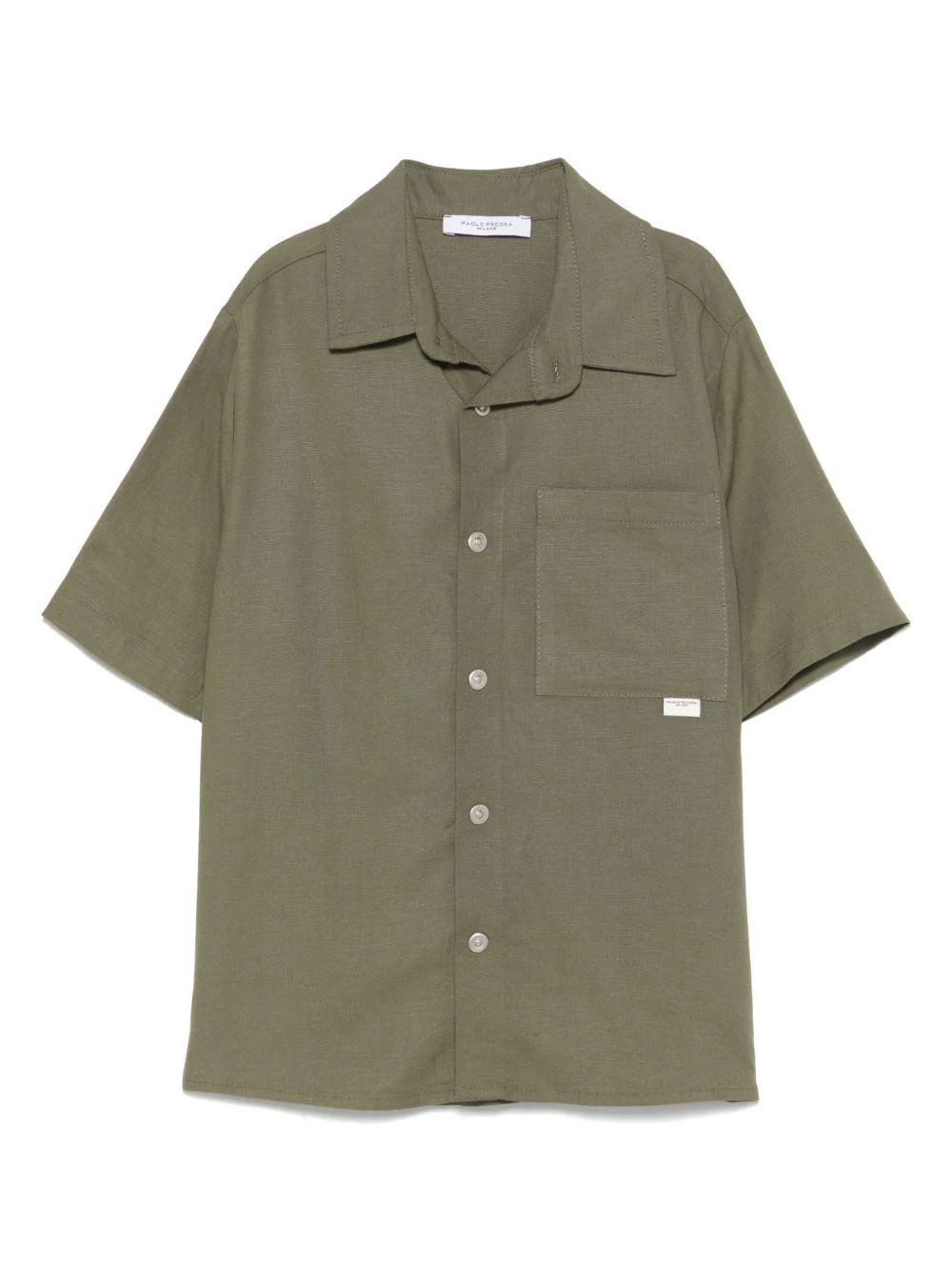 Camicia a maniche corte per bambino Paolo Pecora Kids verde con orlo curvo