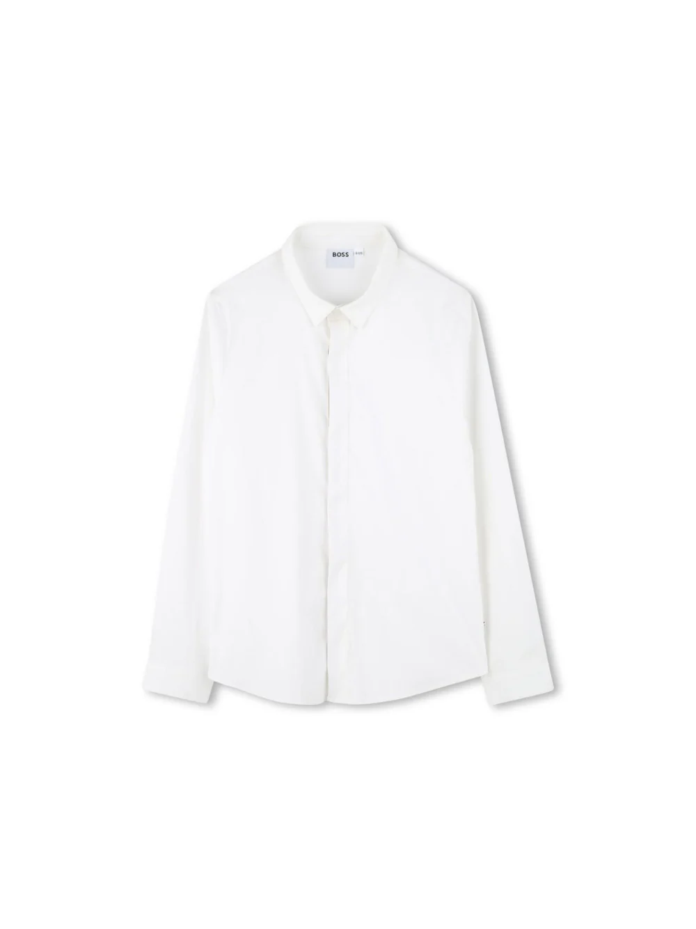 Camicia a maniche lunghe per bambino BOSS Kidswear bianco con orlo curvo