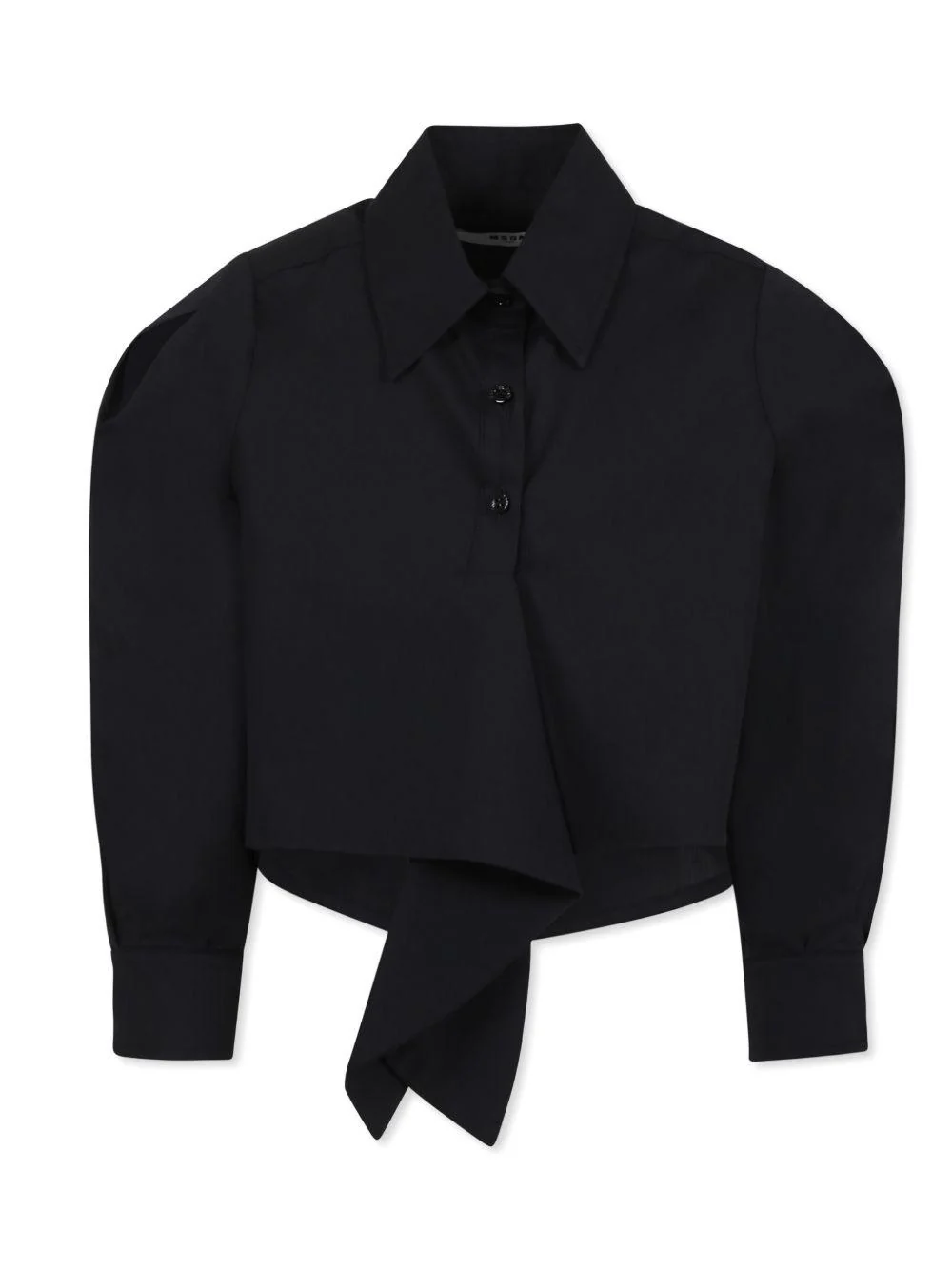 Camicia con ruches per bambina MSGM Kids nero con colletto classico