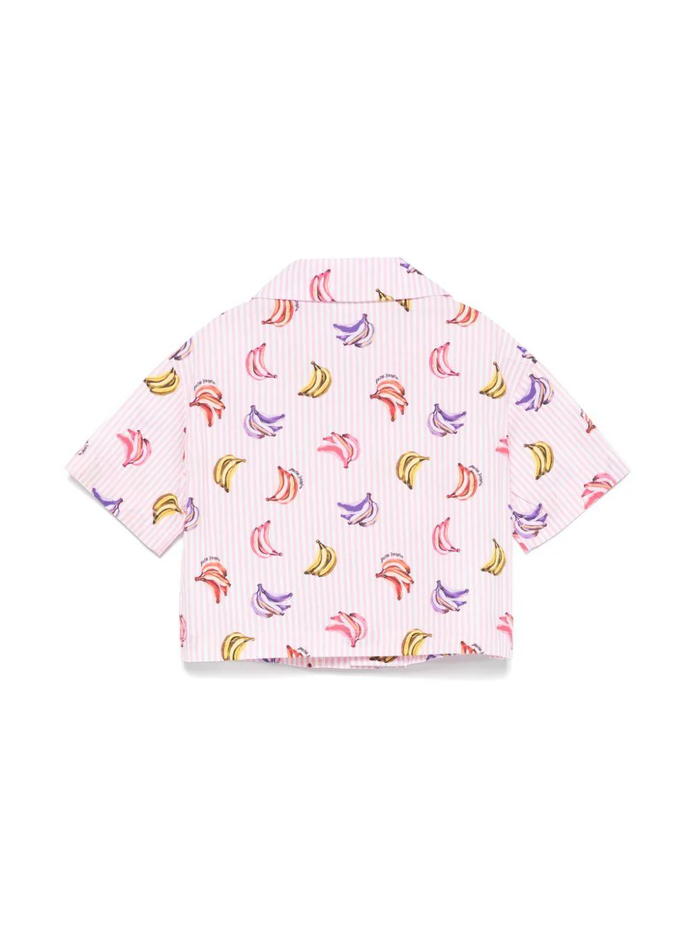 Camicia con stampa banane per bambina Palm Angels Kids rosa con rifinitura con ruches - Image 2