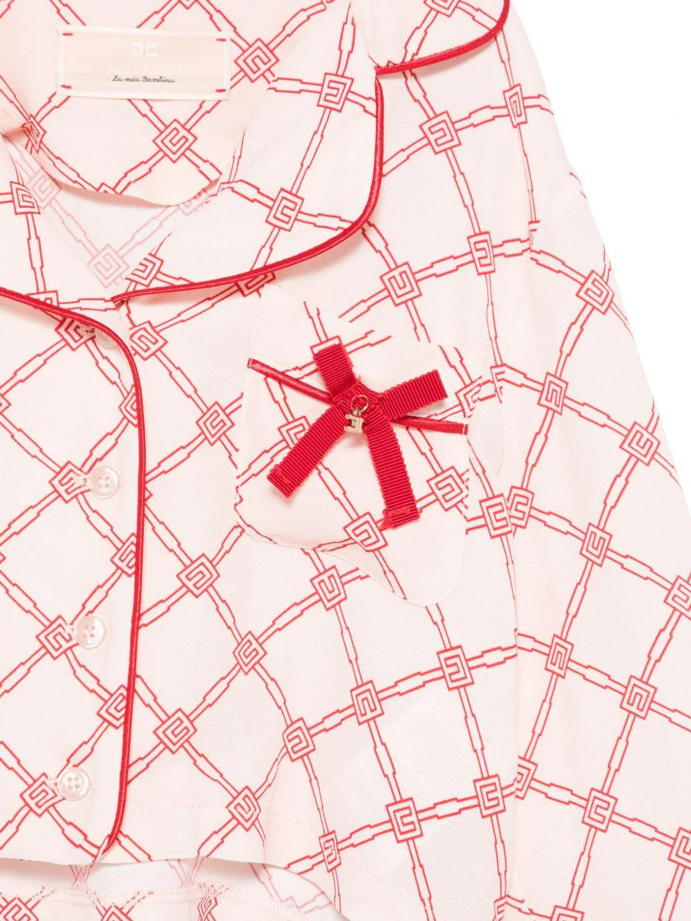 Camicia con stampa per bambina Elisabetta Franchi La Mia Bambina rosa con colletto con revers - Image 2