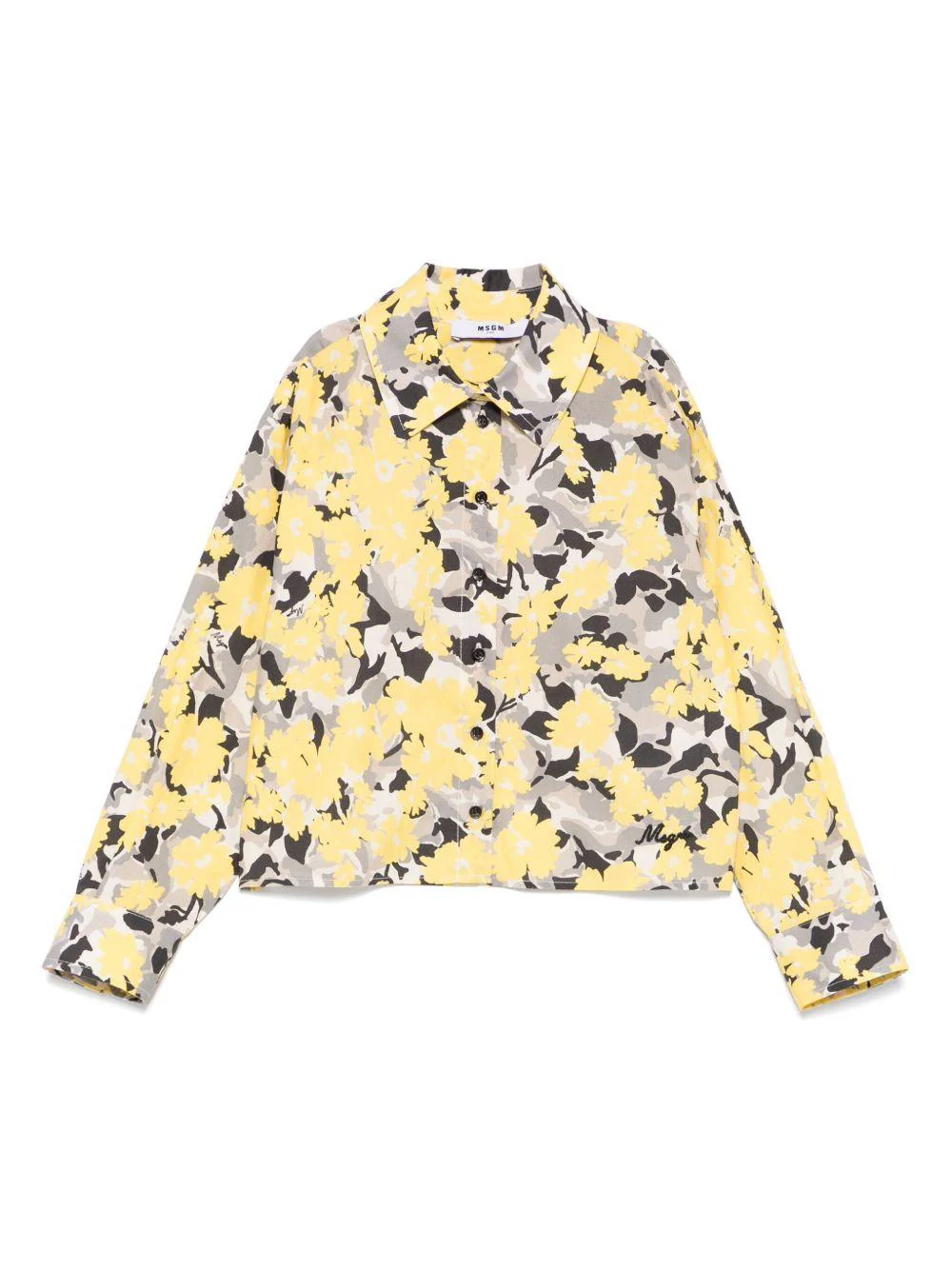 Camicia con stampa per bambina MSGM Kids giallo con polsini con abbottonatura