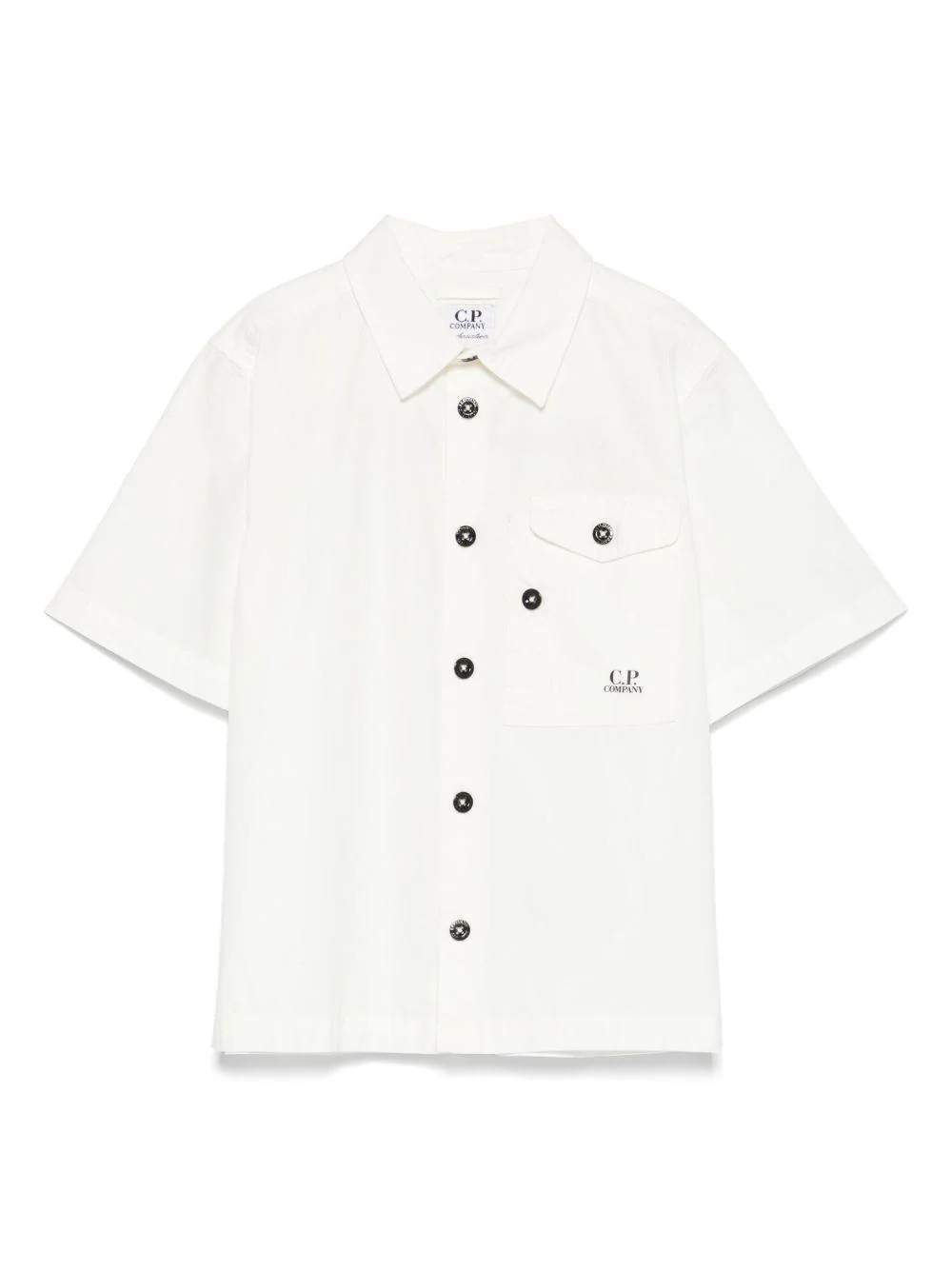 Camicia con stampa per bambino C.P. Company Kids bianco con colletto a punta