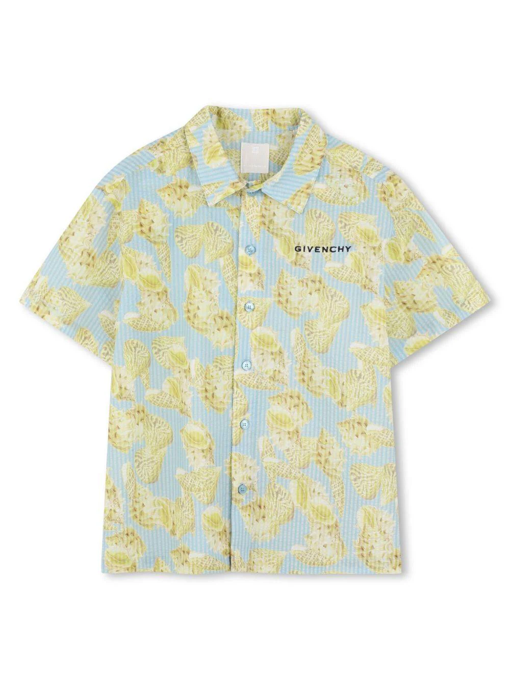 Camicia con stampa per bambino Givenchy Kids azzurro con colletto alla francese