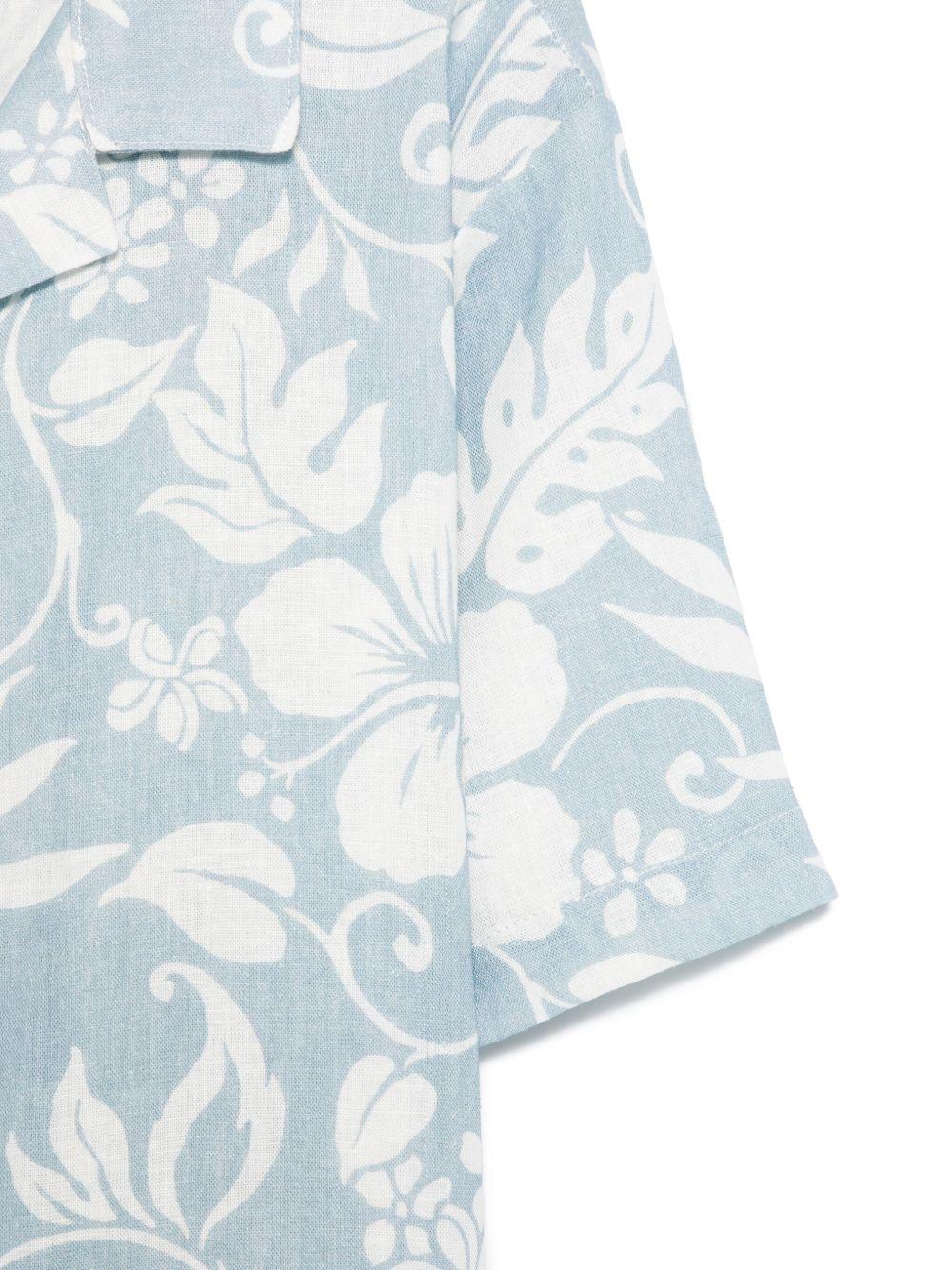 Camicia con stampa per bambino Paolo Pecora Kids azzurro con mini targhetta logo - Image 2